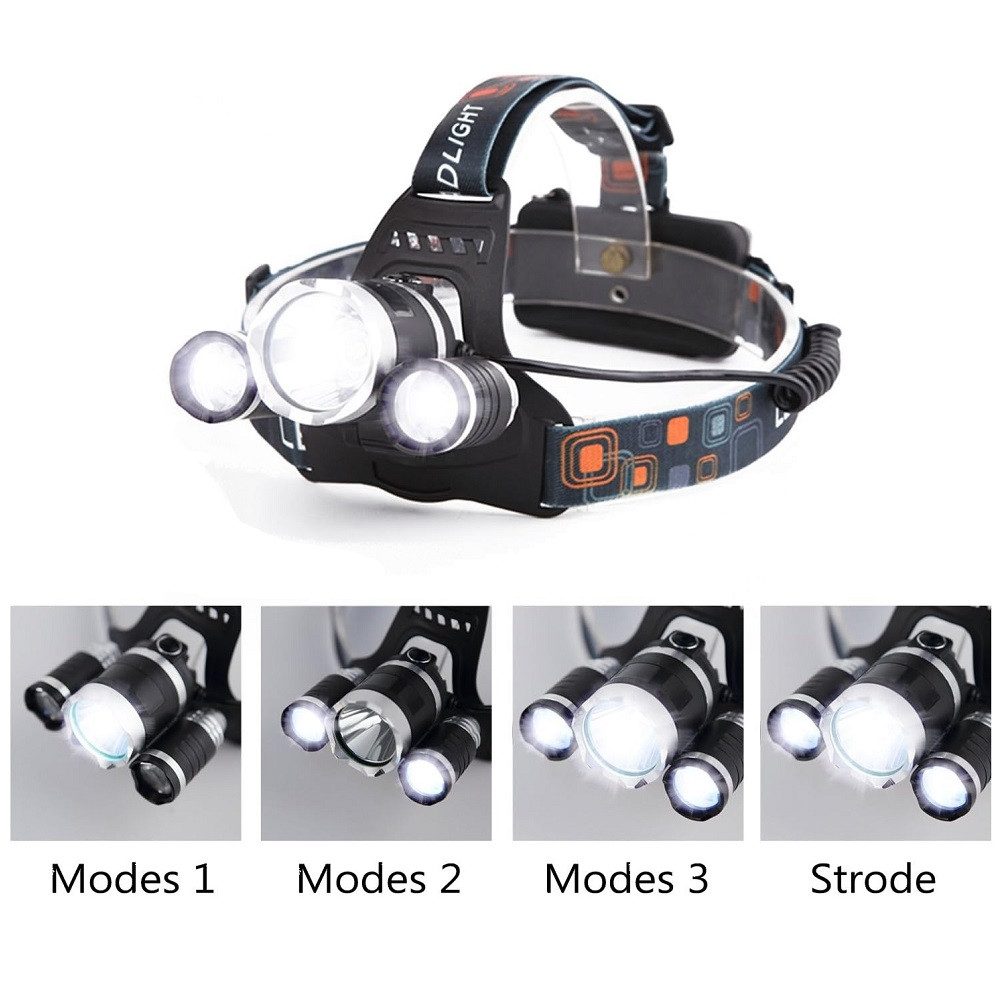 Wisam LED Stirnlampe LED Hochleistungsstirnlampe mit 3000 Lumen und 4 Beleuchtungsmodi