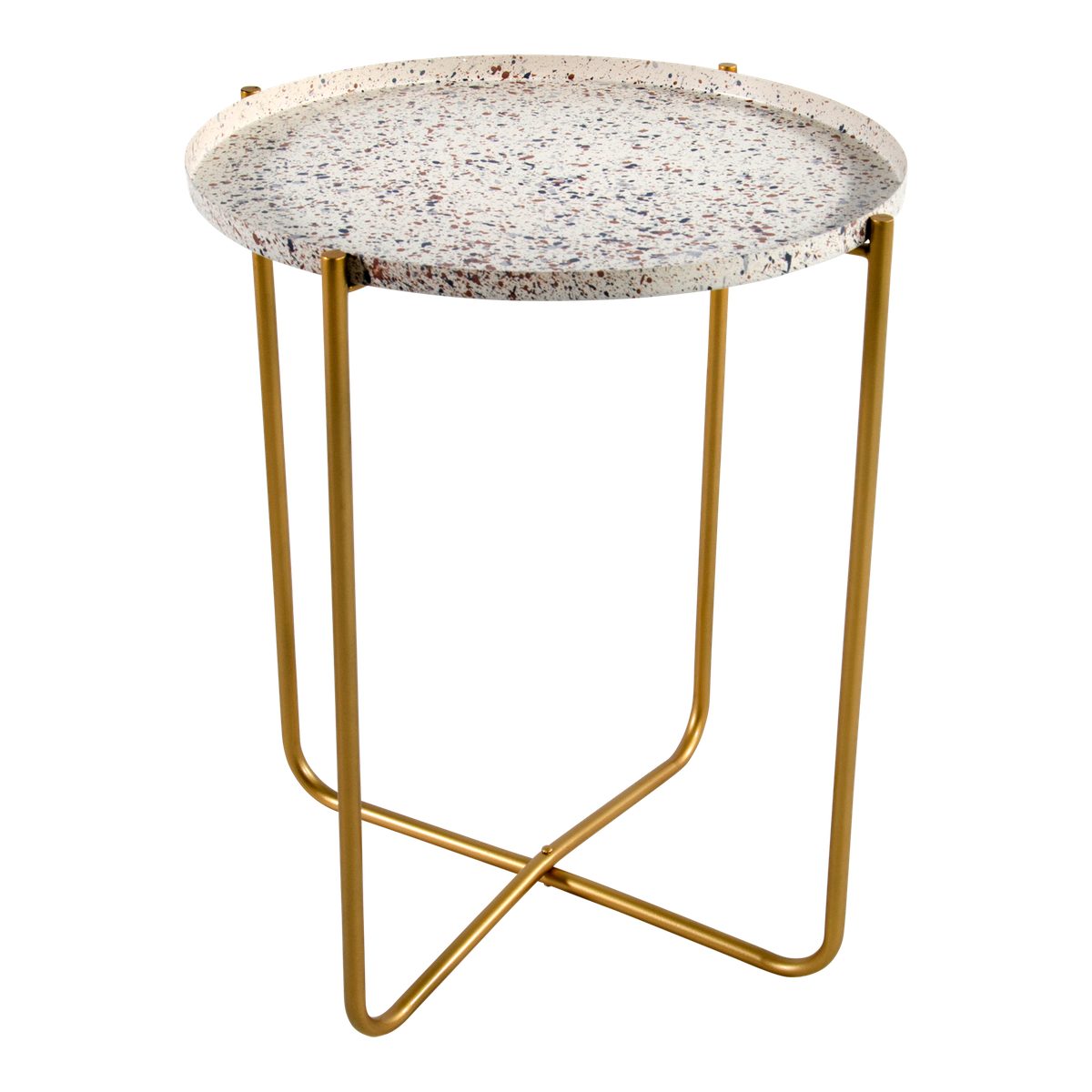 Lesli Living Beistelltisch Beistelltisch ø40,5x50cm Tisch creme gold Shine