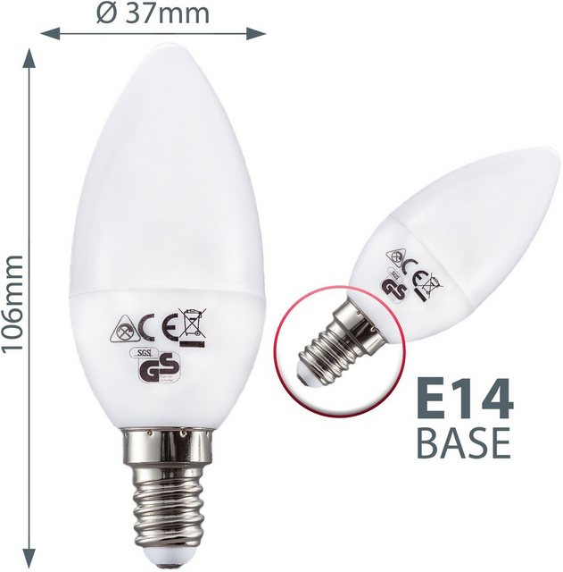 B.K.Licht LED-Leuchtmittel, E14, 5 Stück, Warmweiß, LED-Lampe Glühbirne 5 Watt 470 Lumen 3.000 Kelvin Energiesparlampe-Otto