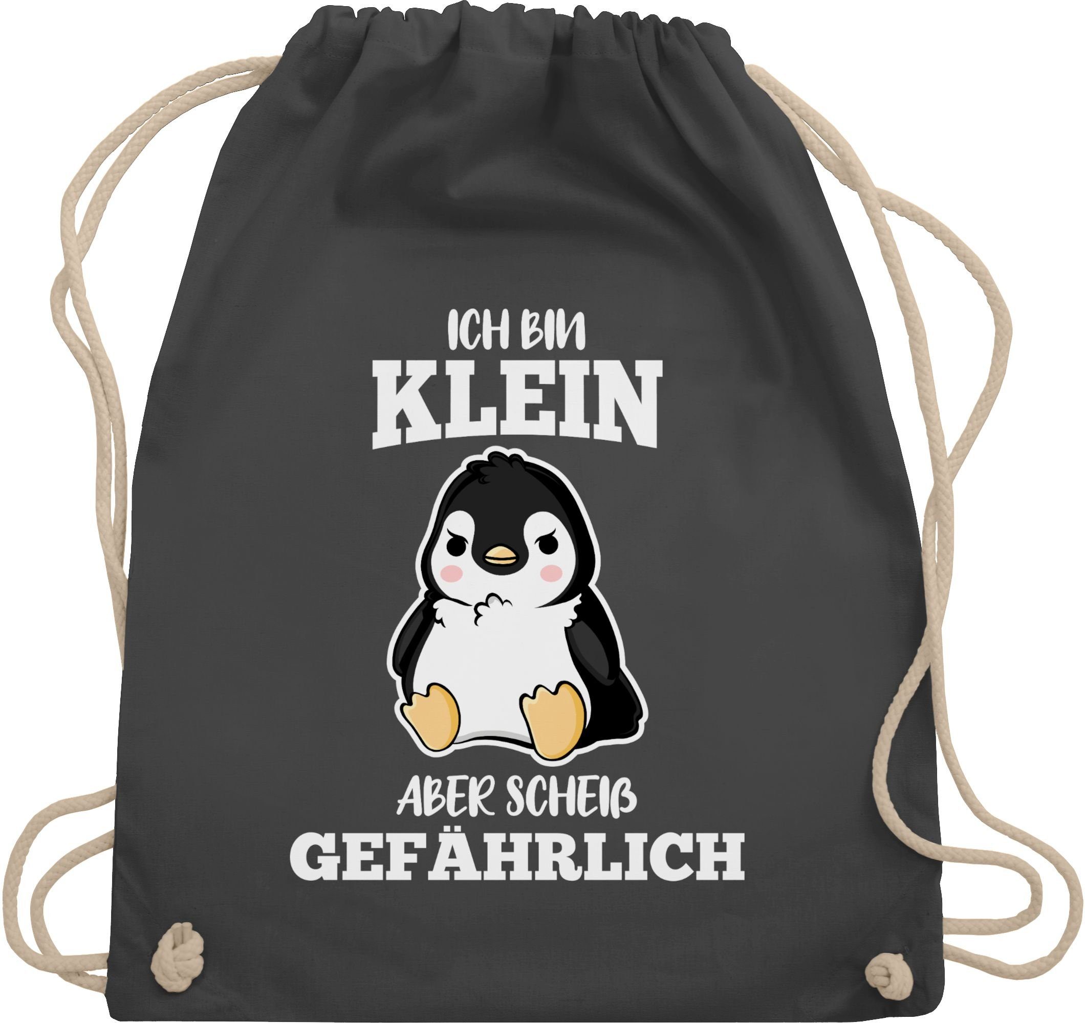 Shirtracer Turnbeutel Ich bin klein aber scheiß gefährlich Pinguin weiß, Sprüche Statement mit Spruch