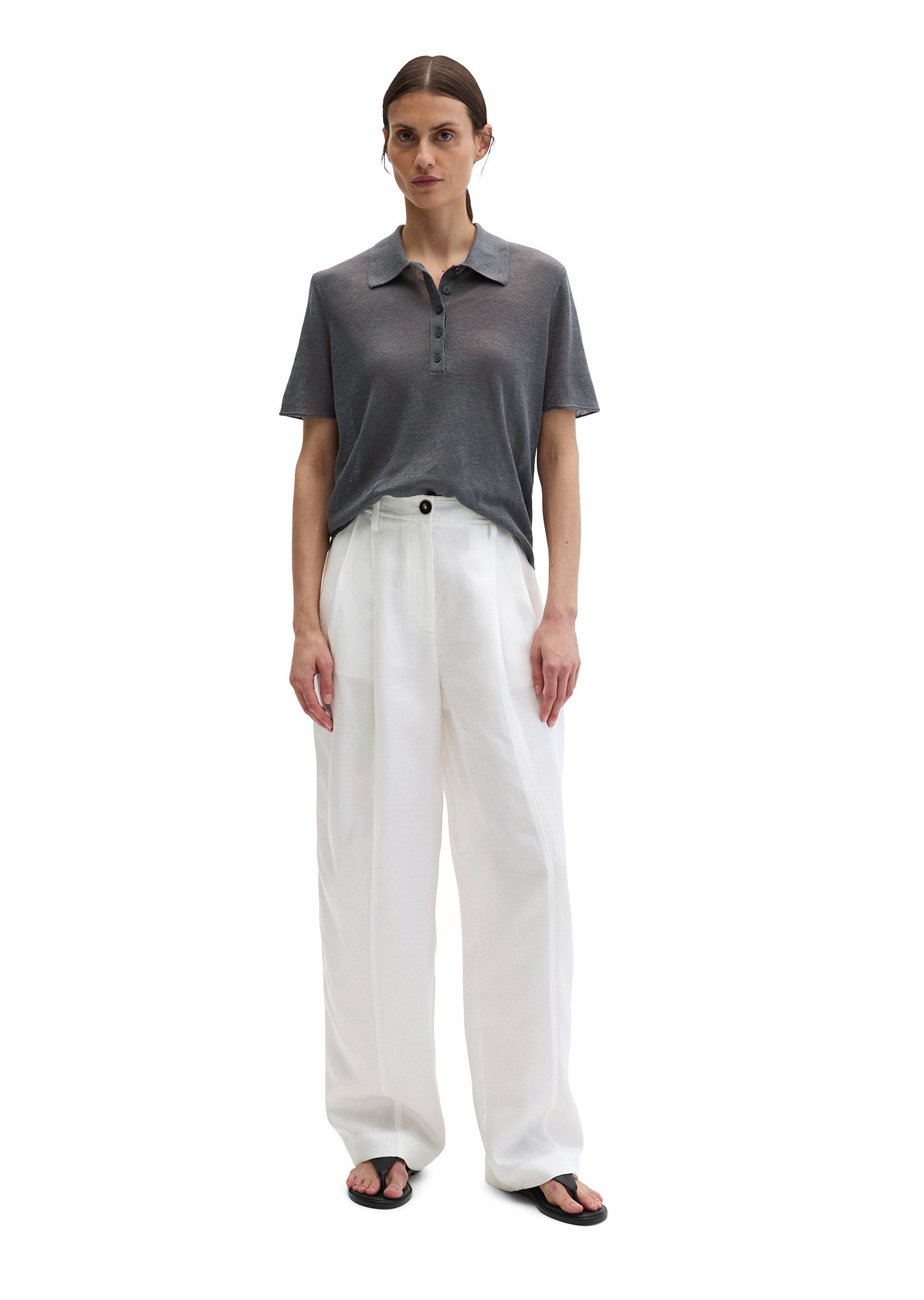 Marc O'Polo Polokragenpullover aus reinem Leinen – Bild 5 von 5