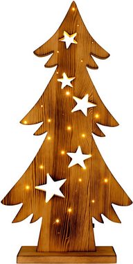 näve LED Dekoobjekt LED-Holztannenbaum h: 70cm, Weihnachtsdeko aussen, Ein-/Ausschalter, LED fest integriert, Warmweiß, Timerfunktion (6on/18off), AA Batterie 1,5V, für Außen geeignet