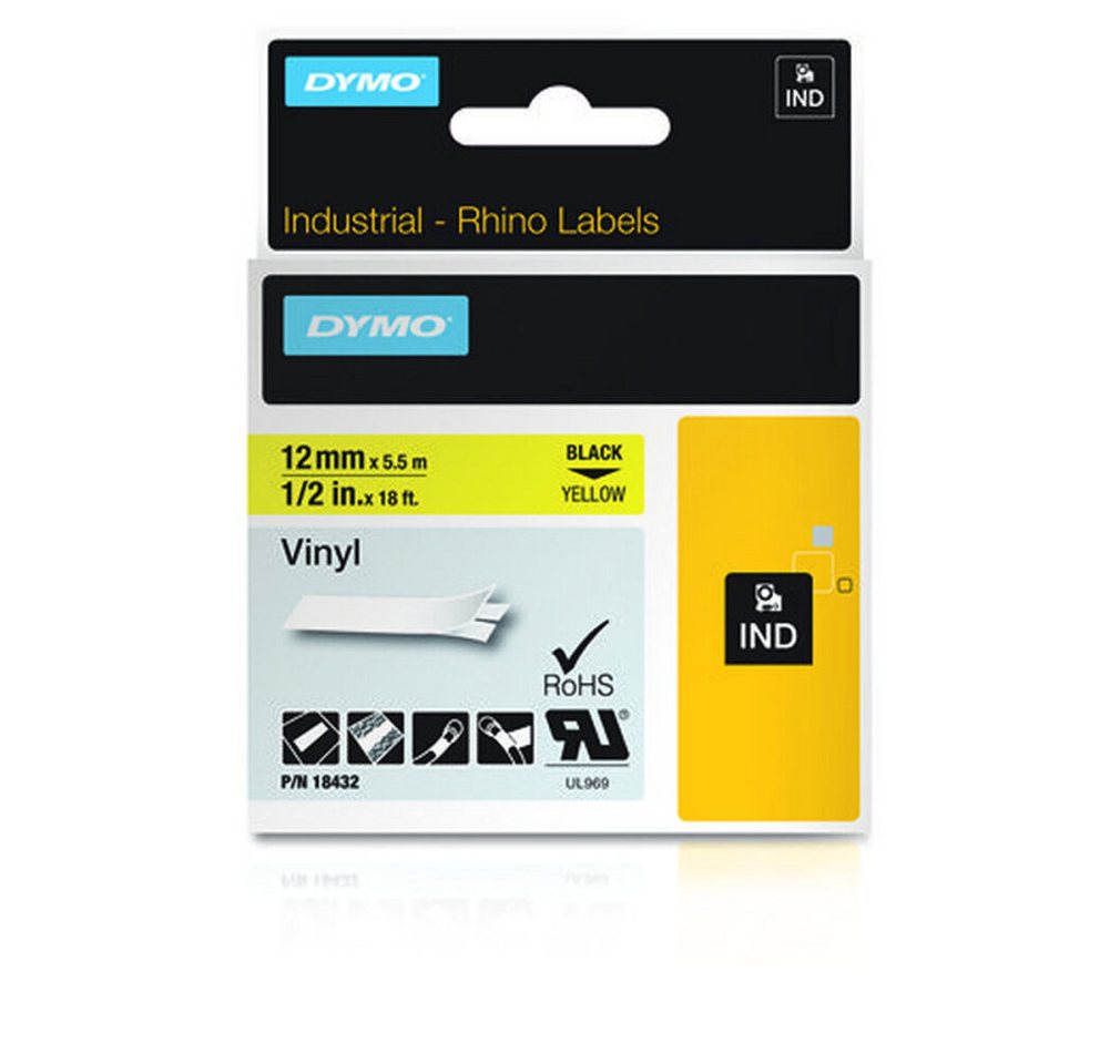 Thumbnail - DYMO Druckerband Rhino Schriftband Black Yellow (18432)