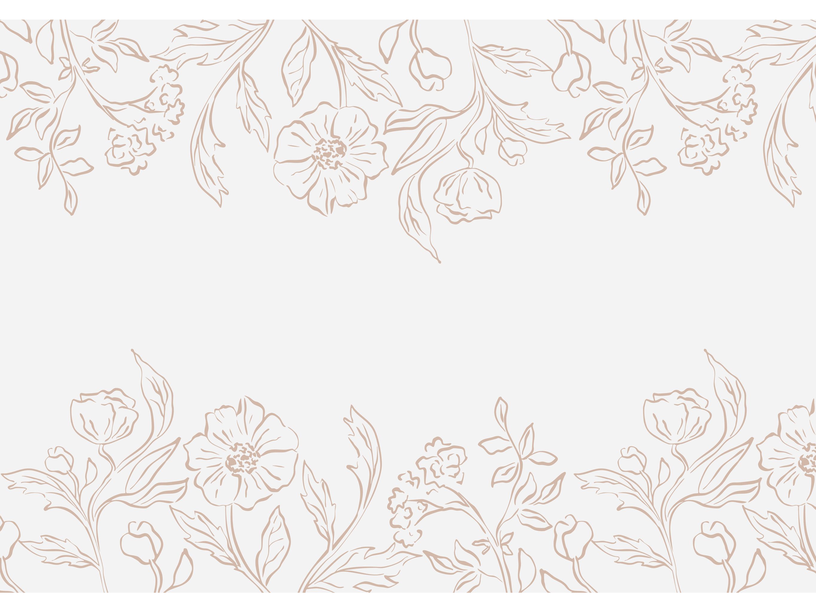 partydeco Tischläufer, Tischläufer 40x500cm Vliesstoff Blumenmuster Ivory Beige