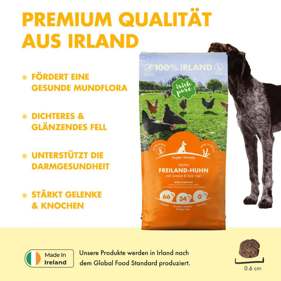 Irish Pure Irish Pure Freiland-Huhn Puppy - getreidefreies Premium Welpenfutter, Trockenfutter für: Hunde