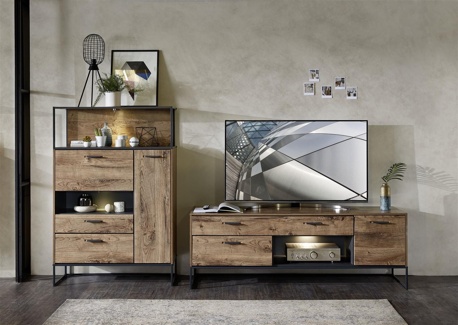WOHN CONCEPT Premium Möbel Wohnwand 289 x 151 x 48 cm (B/H/T)