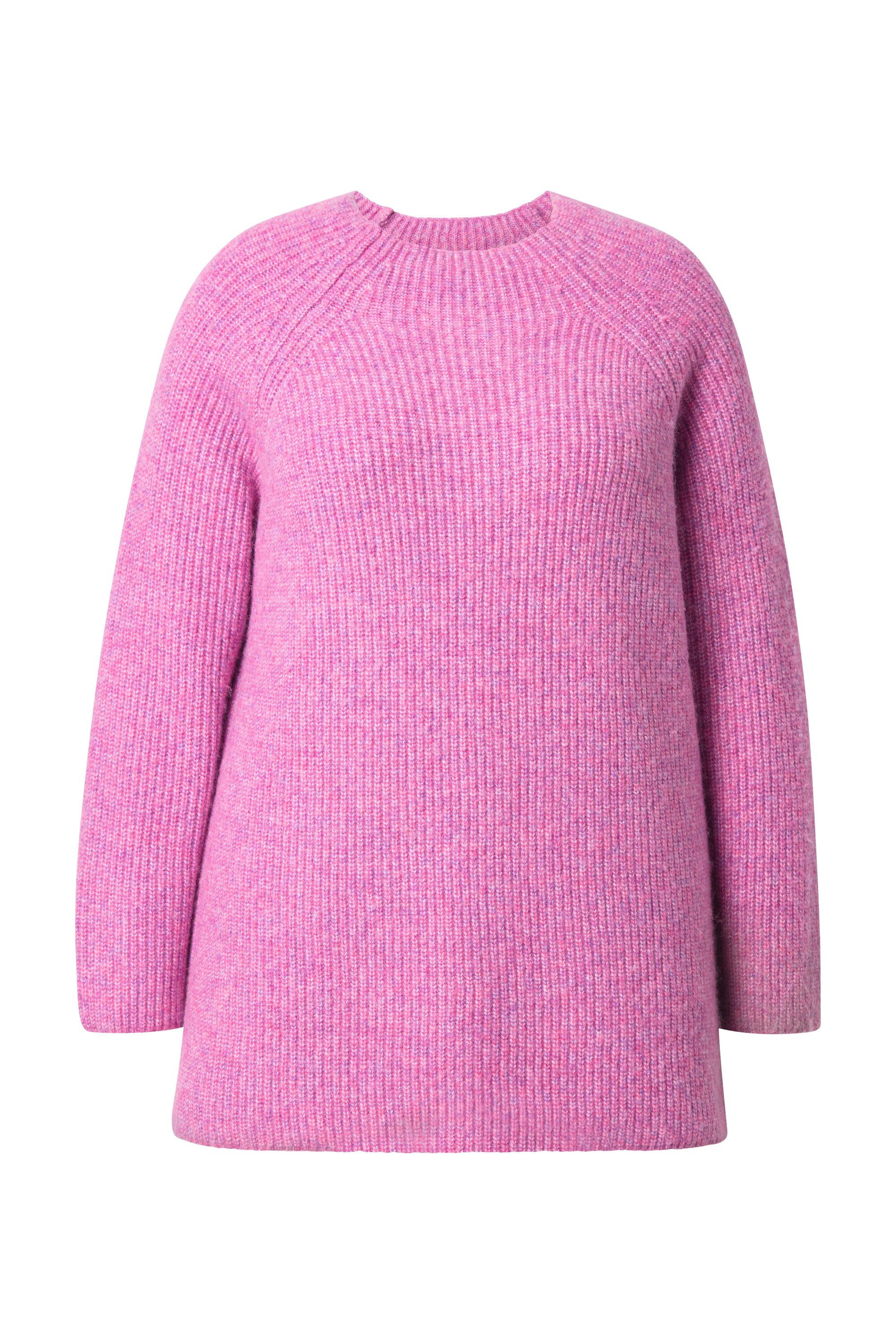 Ulla Popken Strickpullover Pullover Rippstrick Stehkragen Raglan-Langarm günstig online kaufen