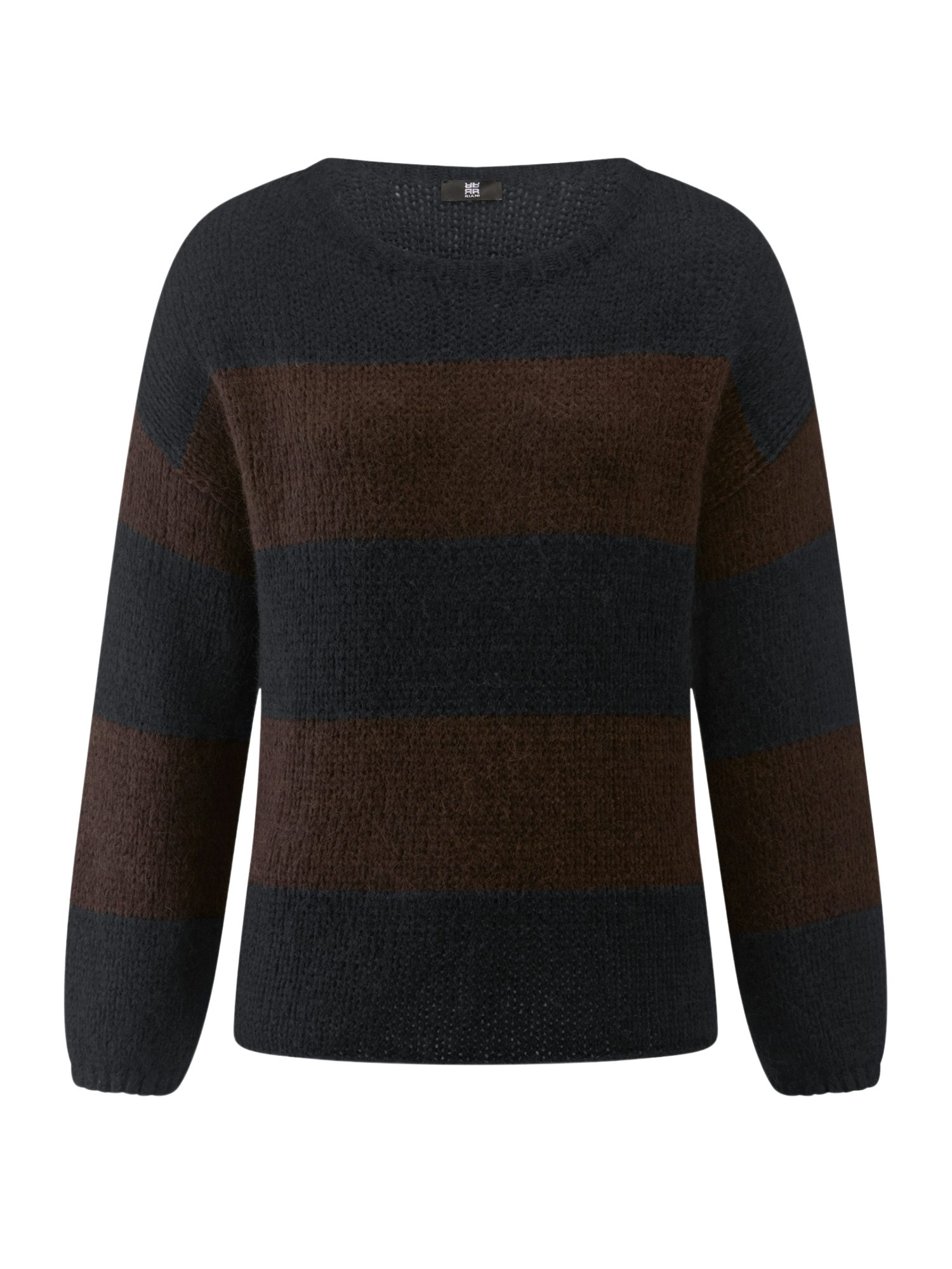Riani Langarmshirt schwarz,Casual,Wolle,Colorblock,Rundhals,Langarm,Regular Fit