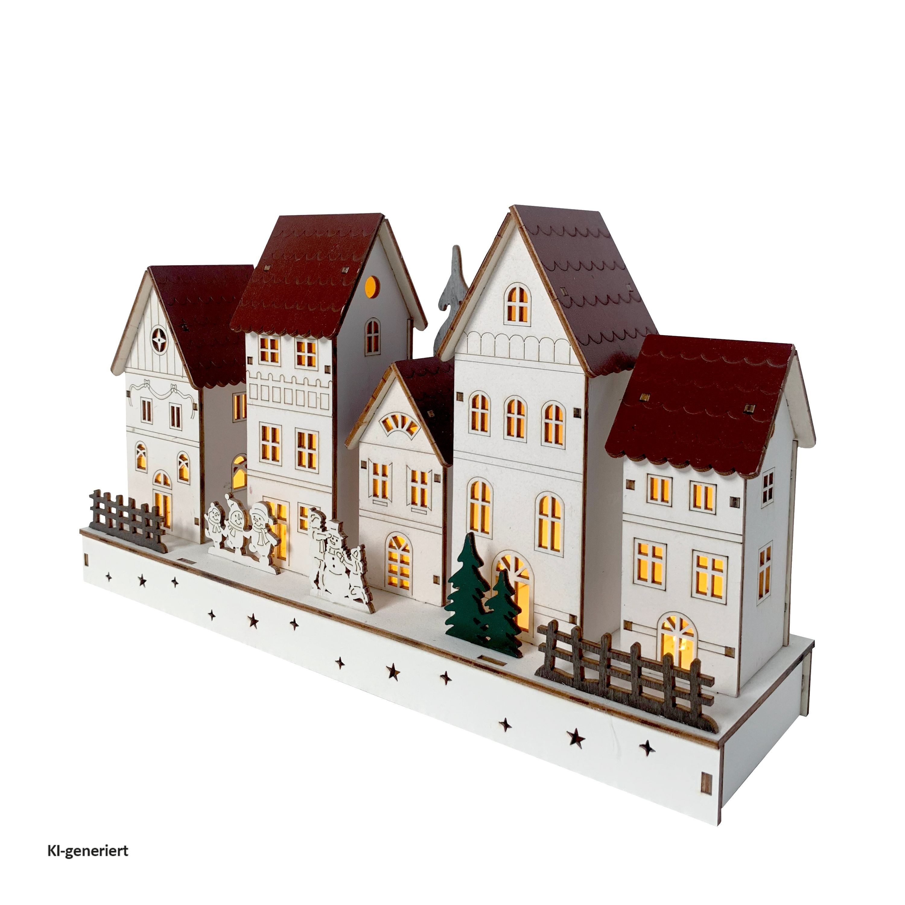 HTI-Living Weihnachtsfigur LED Holz Weihnachtsdorf mit Wintermotiv (Stück, 1 St., 1 Leuchtdeko, ohne Batterien), beleuchtete Winterstraße – Bild 4 von 4