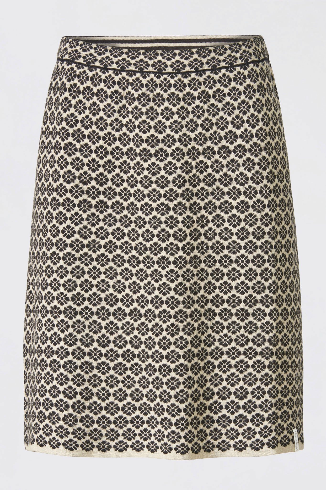 Himalaya Clothing Strickrock Damen figurumspielend casual Rock GOTS Bio-Baumwolle Blütenjacquard Weiche Strickqualität mit elastischem Bund, knielang