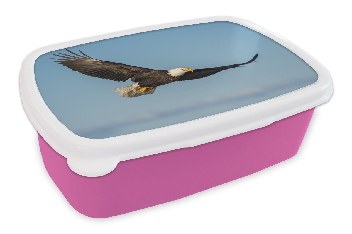 - Kunststoff Kinder, Brotdose rosa Vogel Mädchen, Erwachsene, Brotbox Raubvögel, Adler - MuchoWow Kunststoff, (2-tlg), Snackbox, für Lunchbox