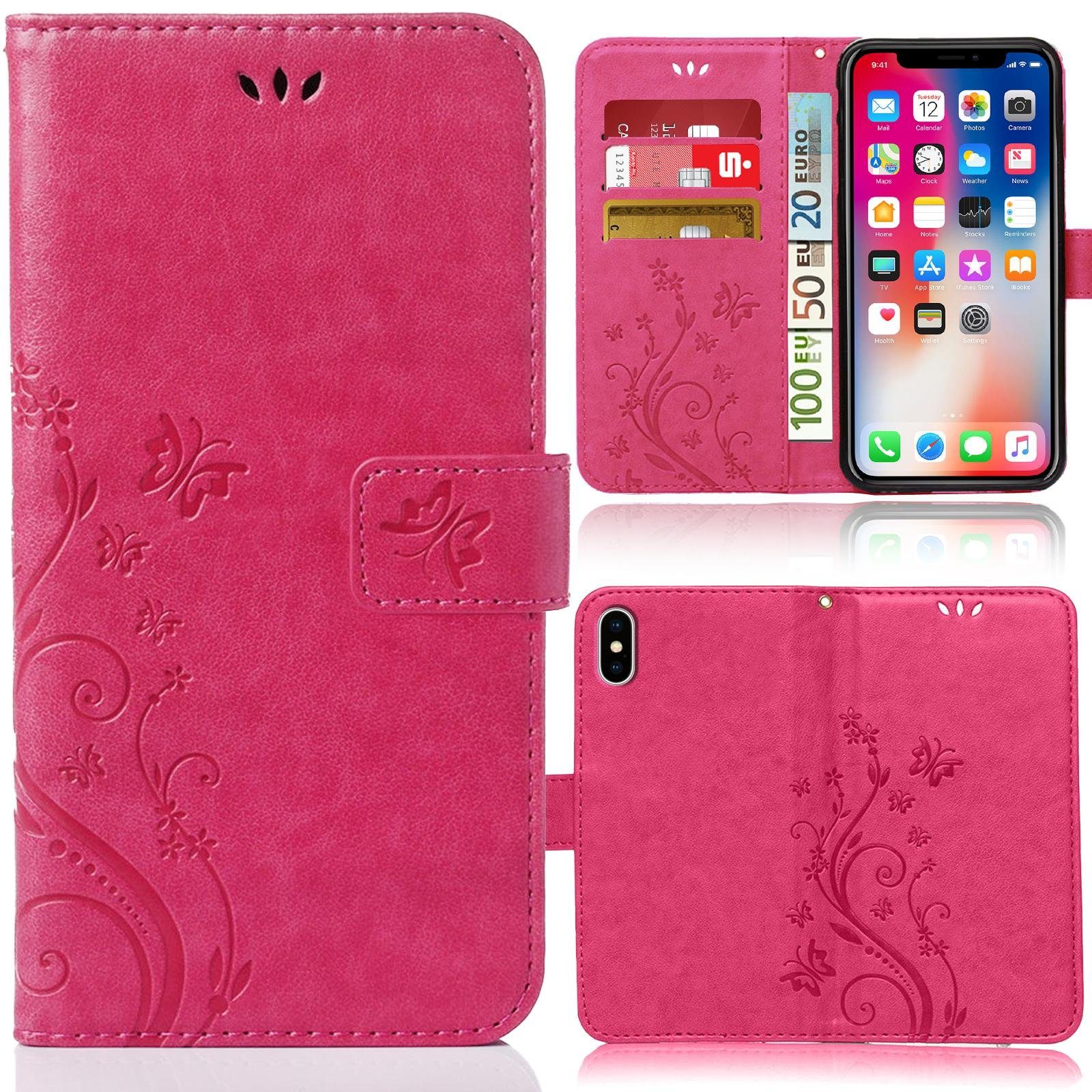 Numerva Handyhülle Bookstyle Flower für Apple iPhone XS Max, Handy Tasche Schutzhülle Klapphülle Flip Cover mit Blumenmuster