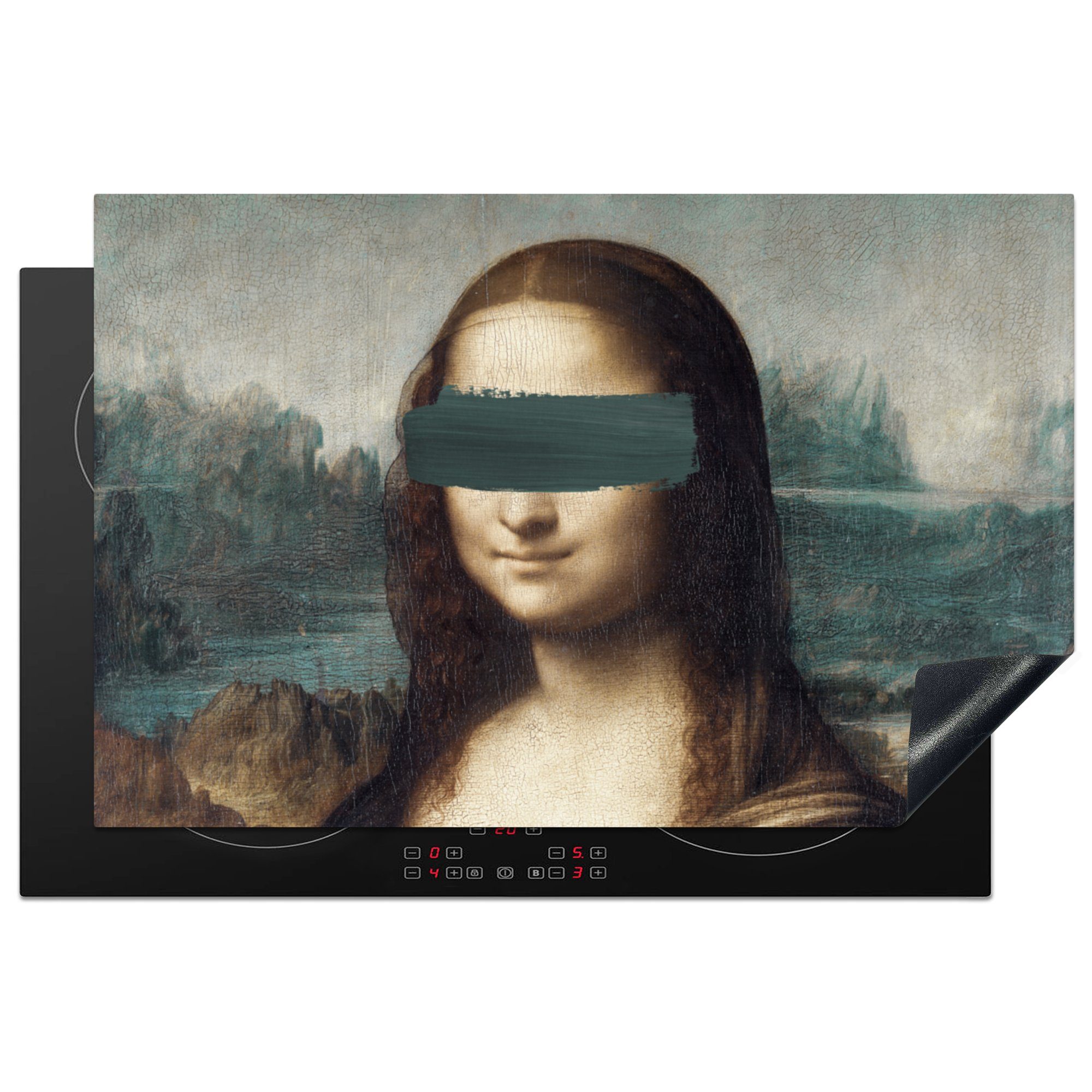 MuchoWow Herdblende-/Abdeckplatte Mona Lisa - Leonardo da Vinci - Gemälde, Vinyl, (1 tlg), 81x52 cm, Induktionskochfeld Schutz für die küche, Ceranfeldabdeckung