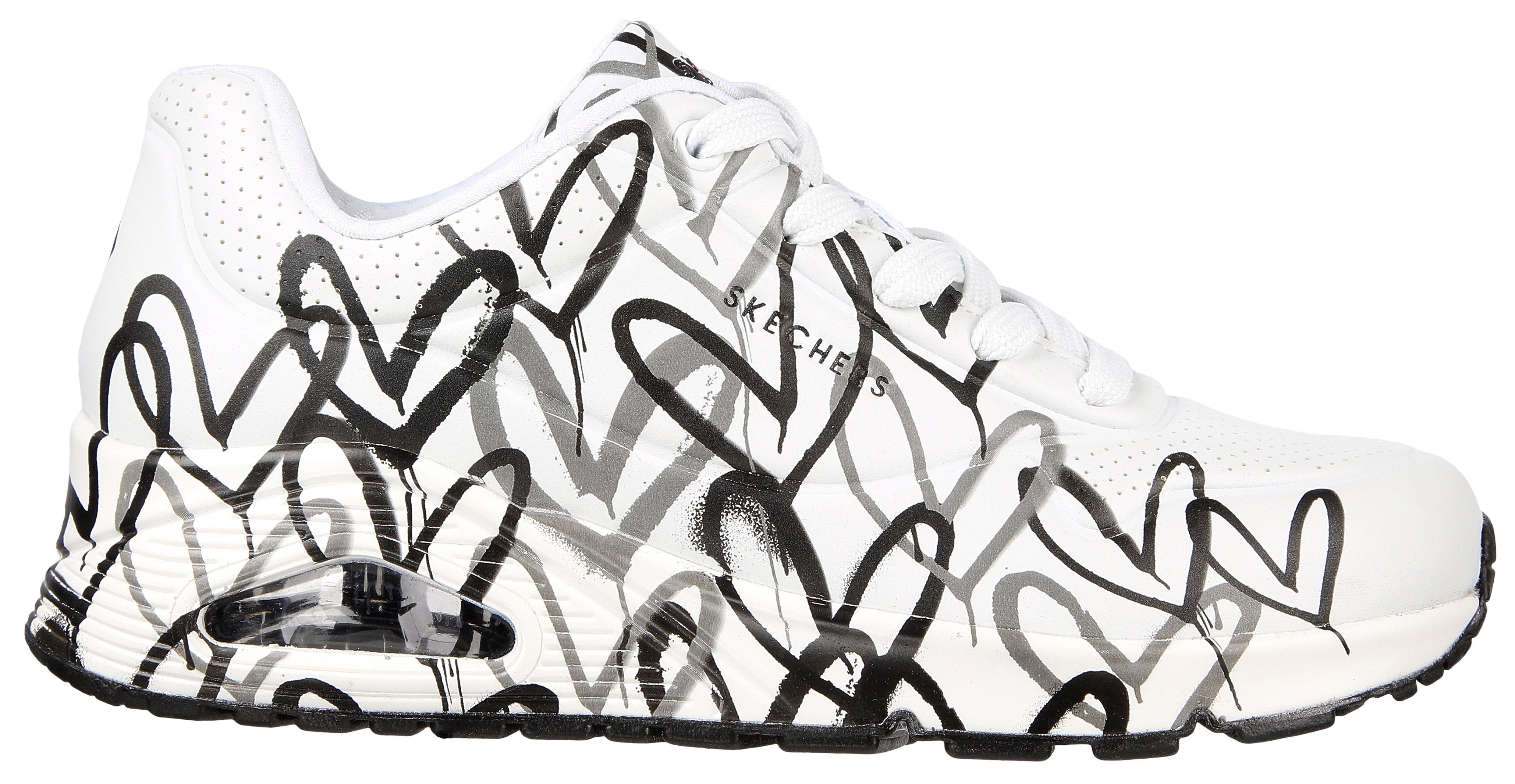 Skechers UNO-SPREAD THE LOVE Wedgesneaker Freizeitschuh, Halbschuh, Schnürschuh mit coolem Graffiti-Print – Bild 3 von 5