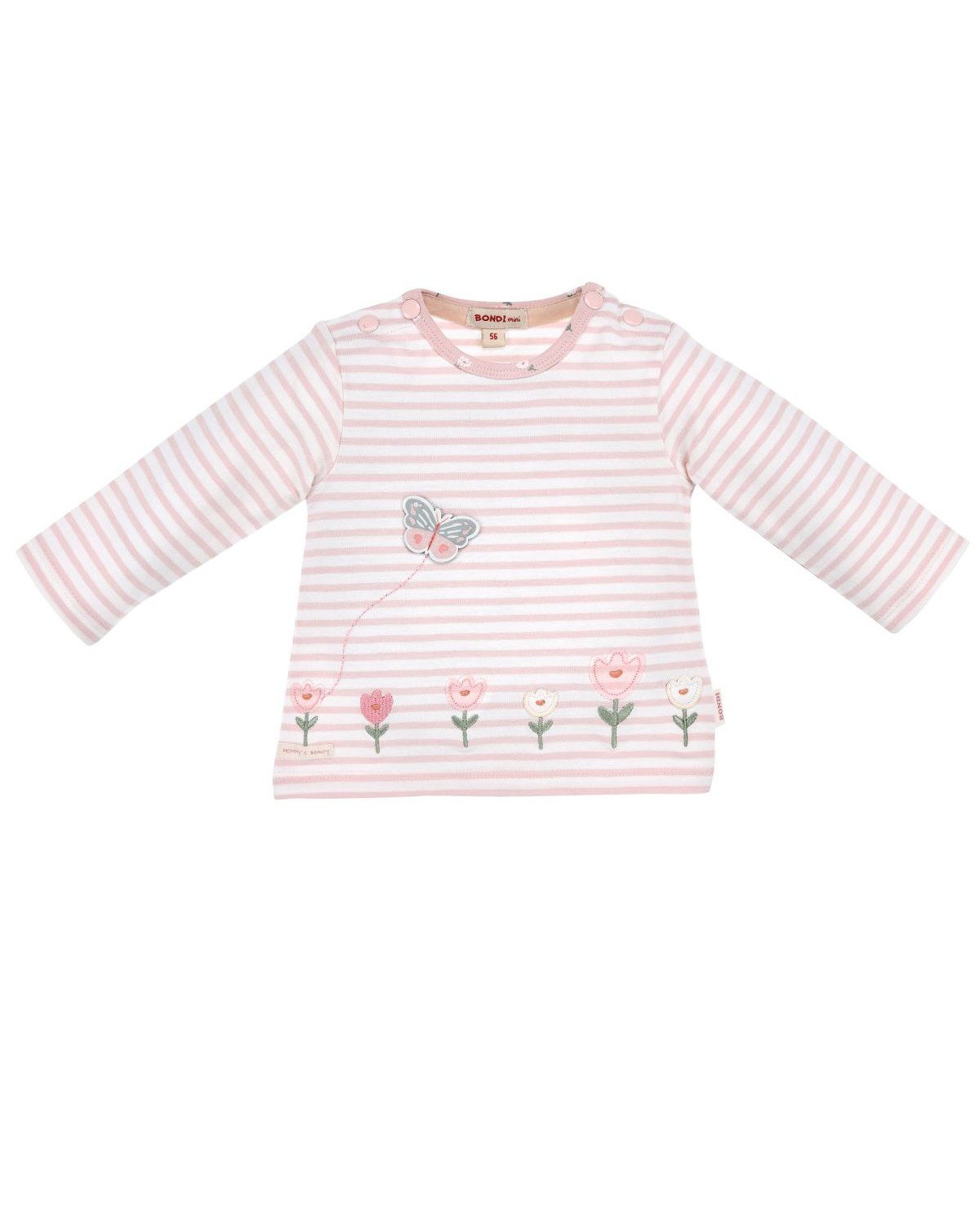 T-Shirt Langarmshirt 'Blumenbordüre' 93942, Rosa