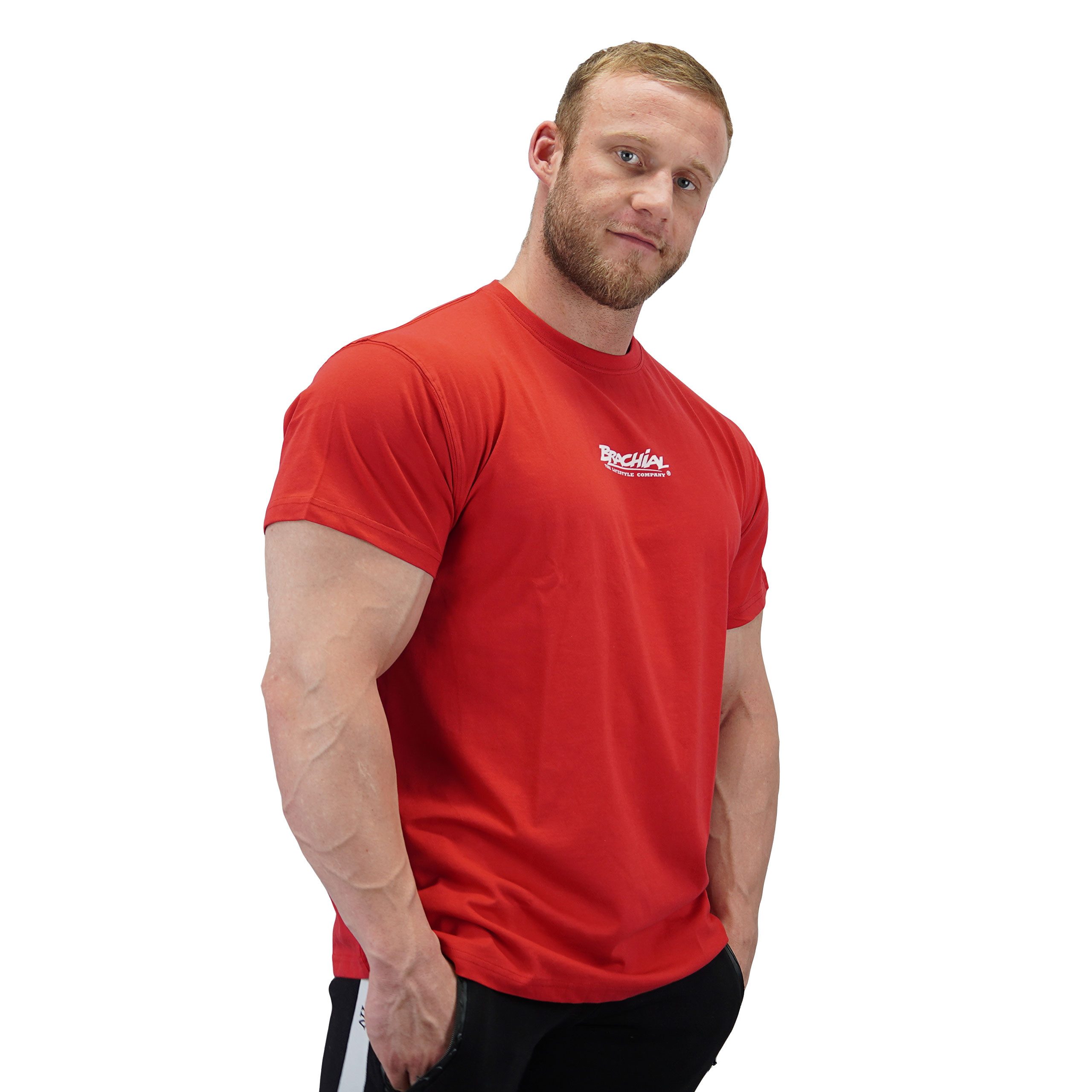 BRACHIAL THE LIFESTYLE COMPANY T-Shirt Brachial T-Shirt "Middle" rot/weiß