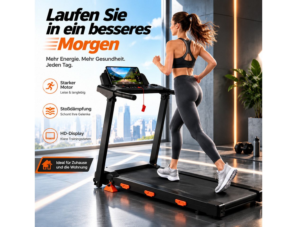 BAYMATE Laufband Faltbares laufband mit 3,0 PS bürstenlosem Motor (0‑15 % manuelle Steigung, 107×48 cm Lauffläche, stoßdämpfend, bis 159 kg Belastung, LCD‑Display)