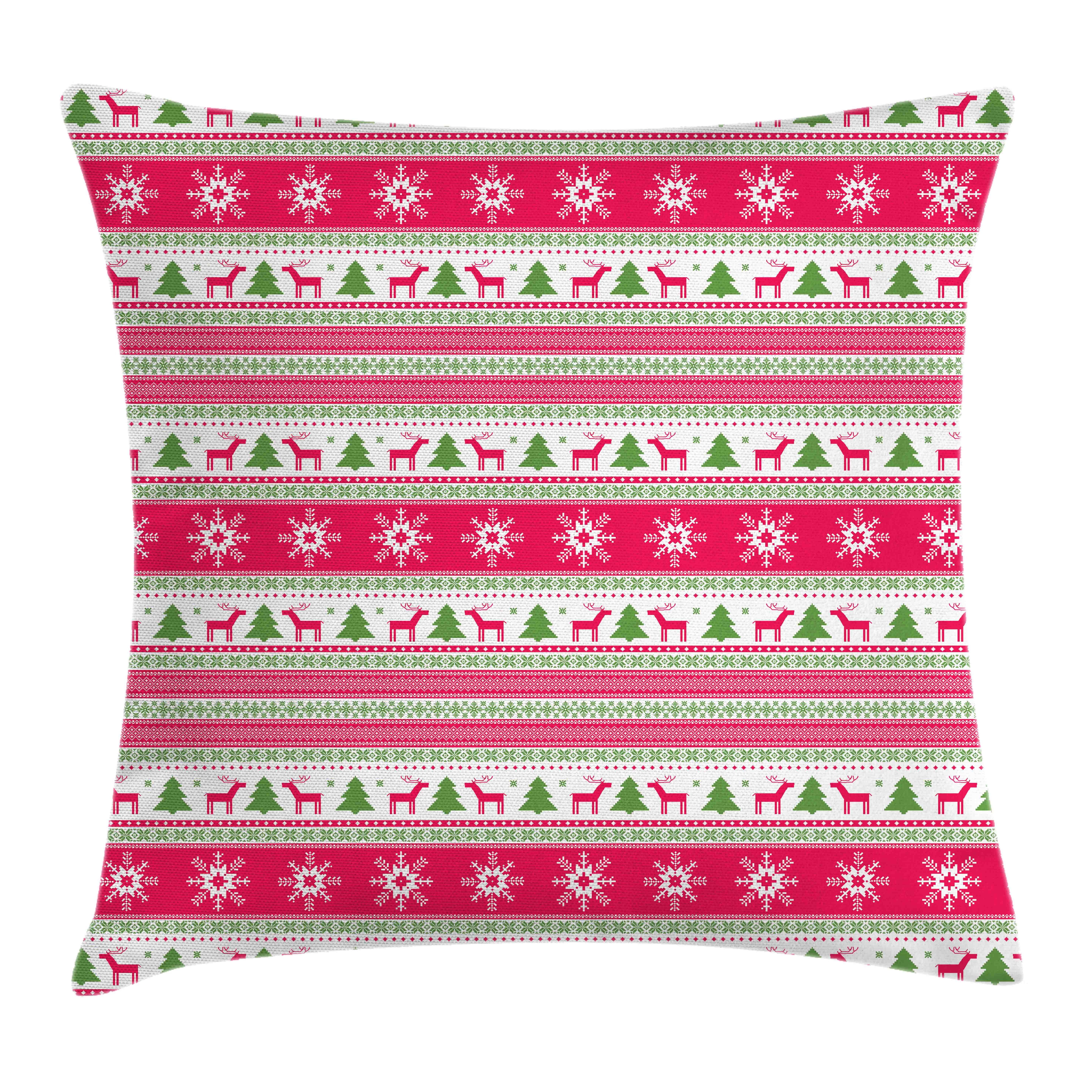Kissenbezüge Reißverschluss Kissenhülle mit Farbfesten Farben Beidseitiger Druck, Abakuhaus (1 Stück), nordisch Needlework Stil Weihnachten