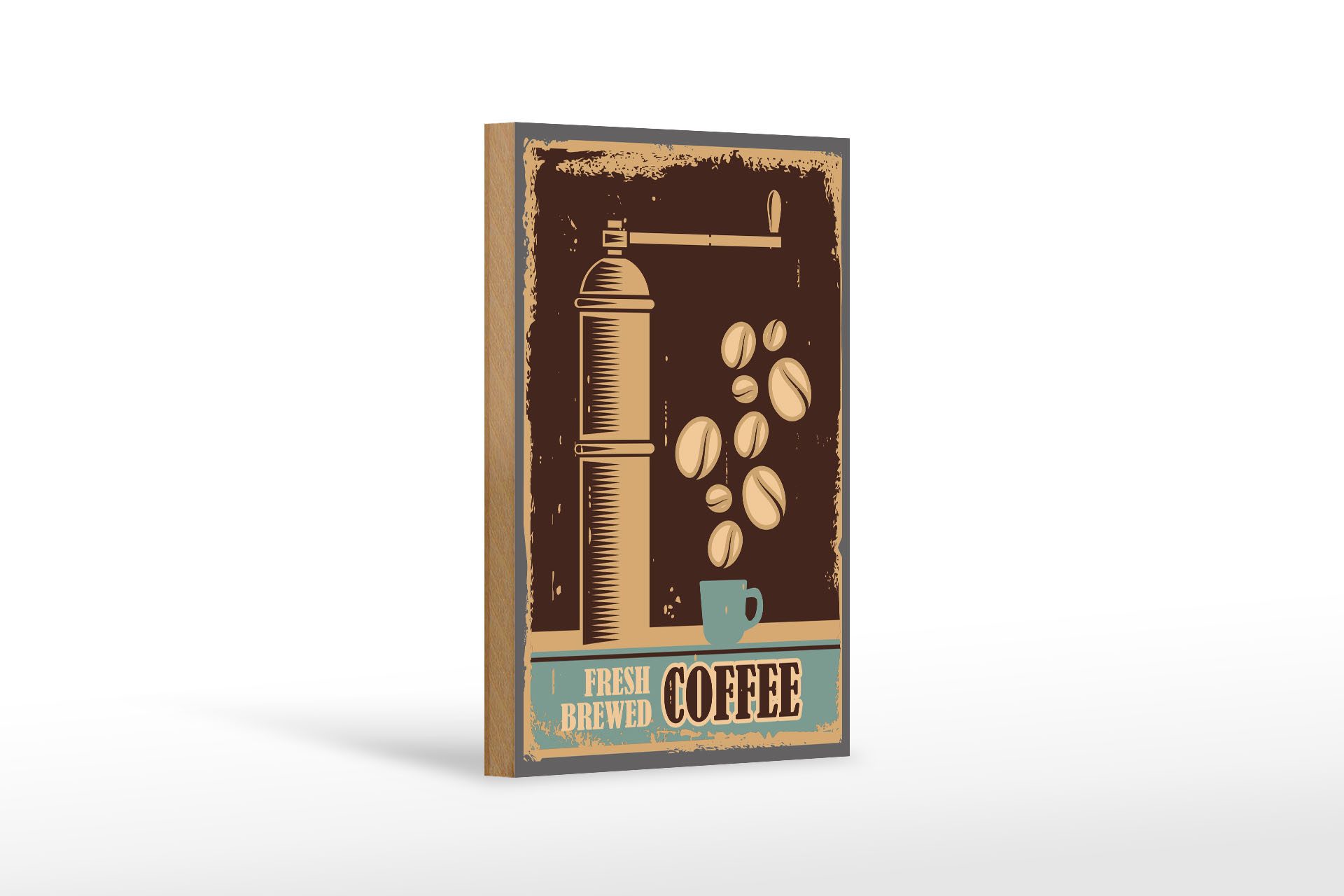 Holzbild Retro 12x18cm Kaffee Coffee fresh brewed