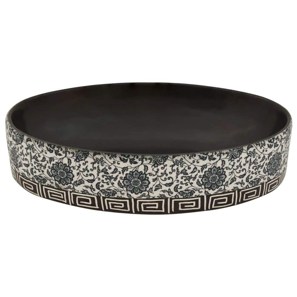 Thumbnail - vidaXL Waschbecken Waschbecken Badezimmer Aufsatzwaschbecken Schwarz Blau Oval 56,5x36,5x