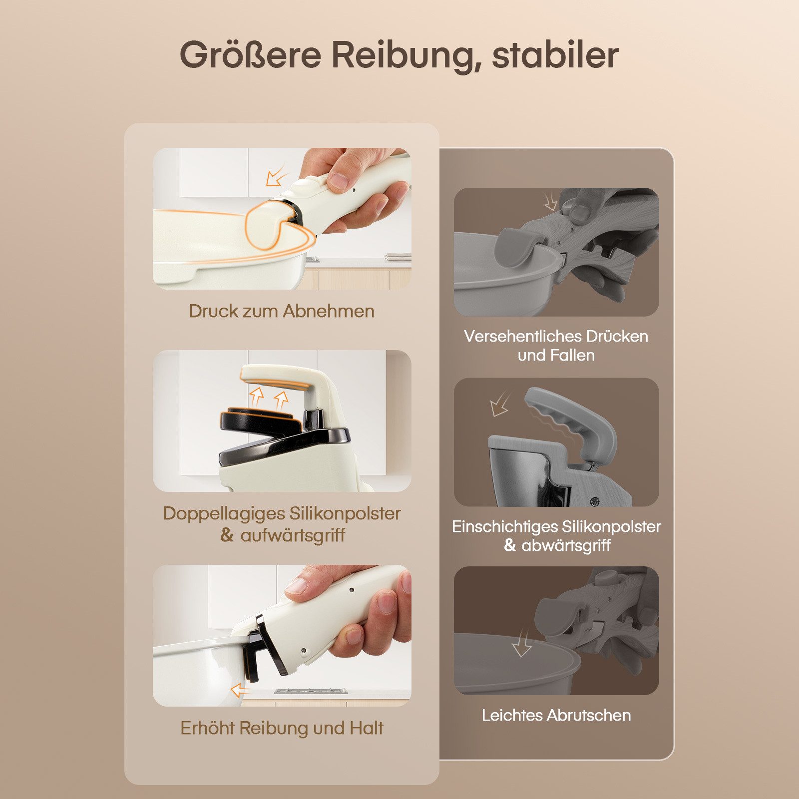FOHERE Topf-Set Töpfe und Pfannen Kochgeschirr-Set mit abnehmbaren Griffen 16 teiliges, (16-tlg) – Bild 4 von 5