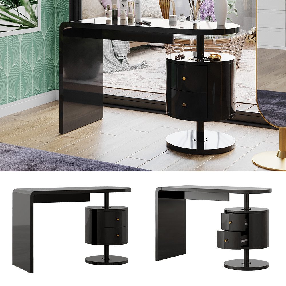 Vicco Schminktisch Lara, Schwarz Hochglanz, 120 cm mit 2 Schubladen günstig online kaufen