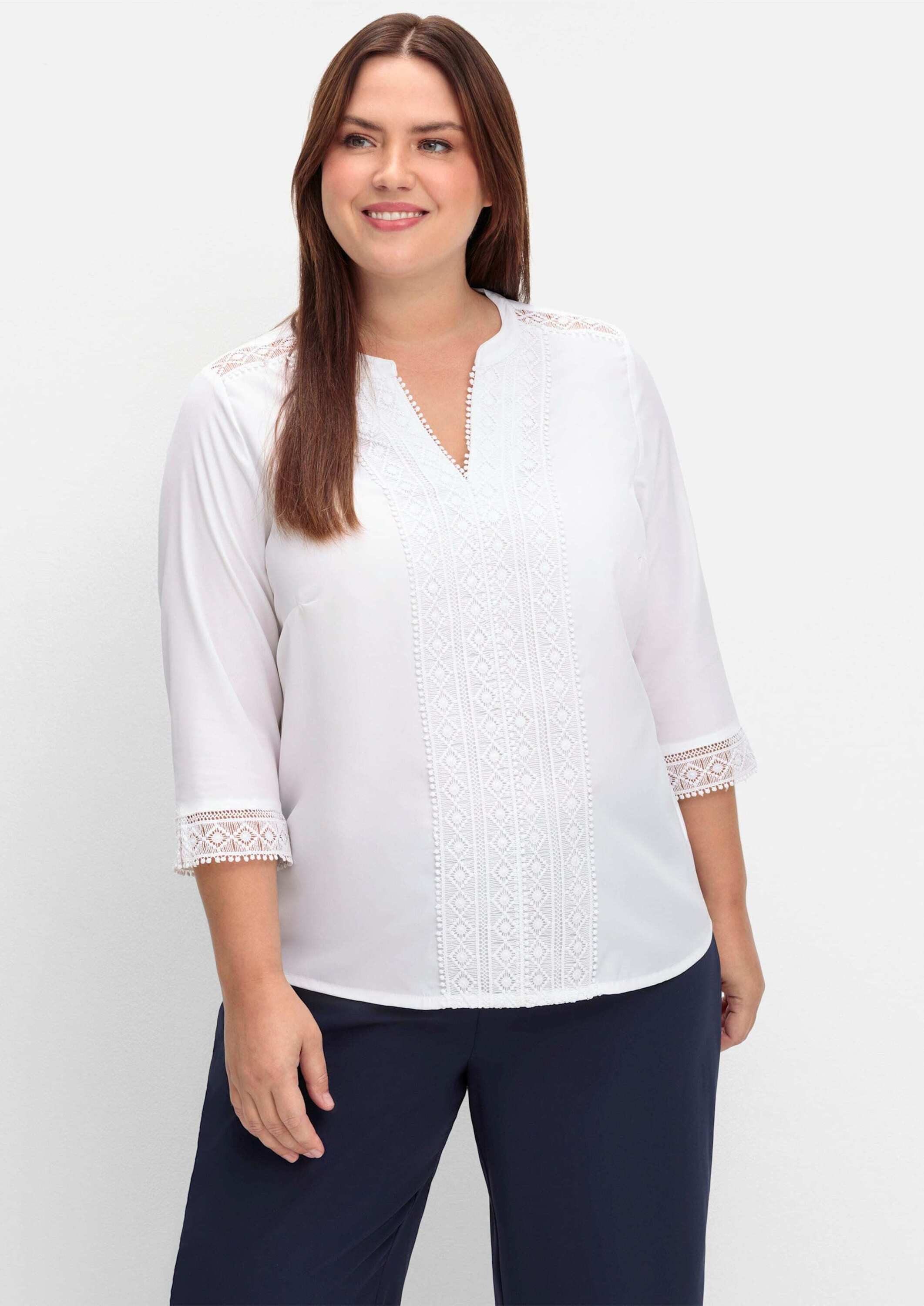 Sieh an! Klassische Bluse Schlupfbluse 3/4-Arm