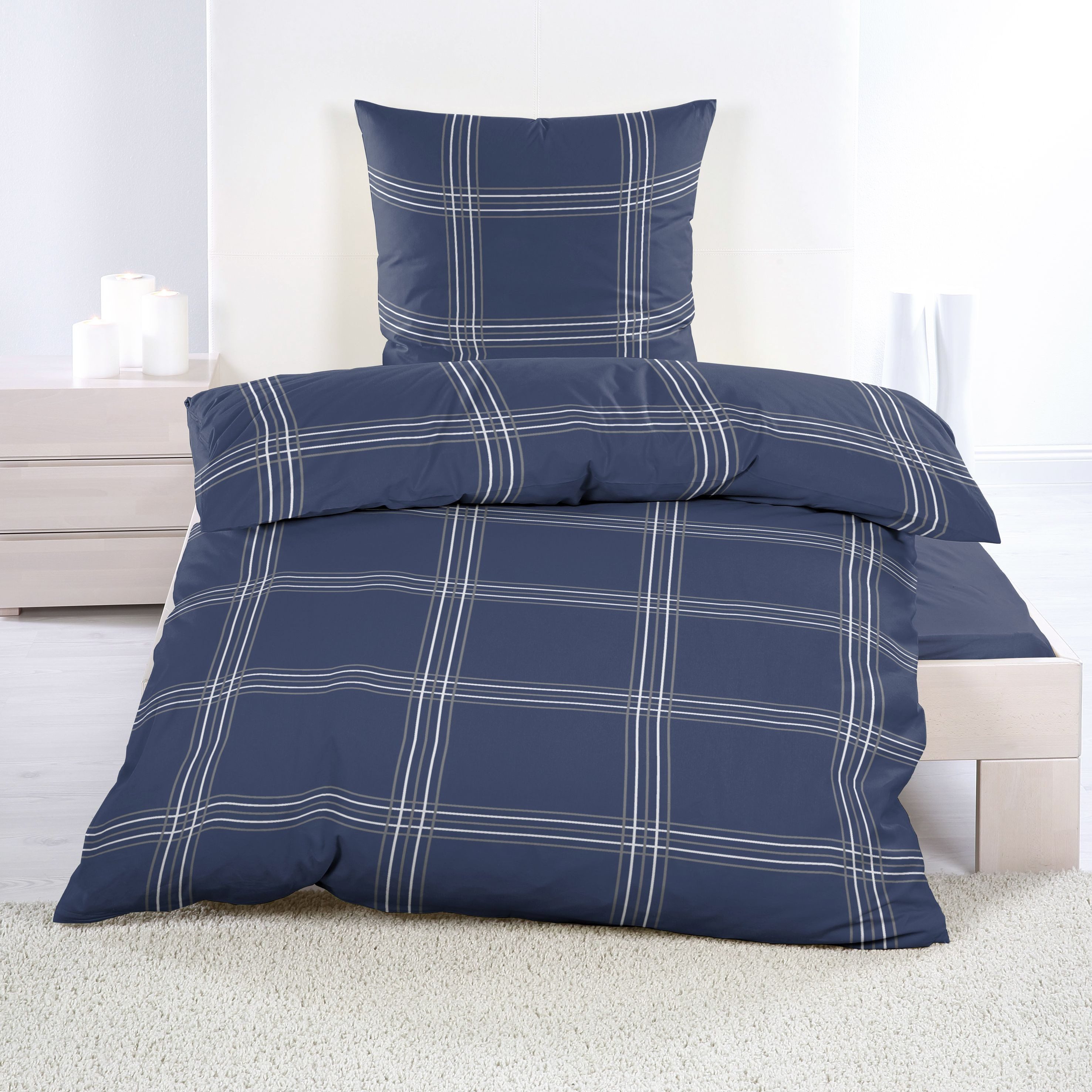Casa Colori Bettwäsche Kariert Marineblau 135x200 günstig online kaufen