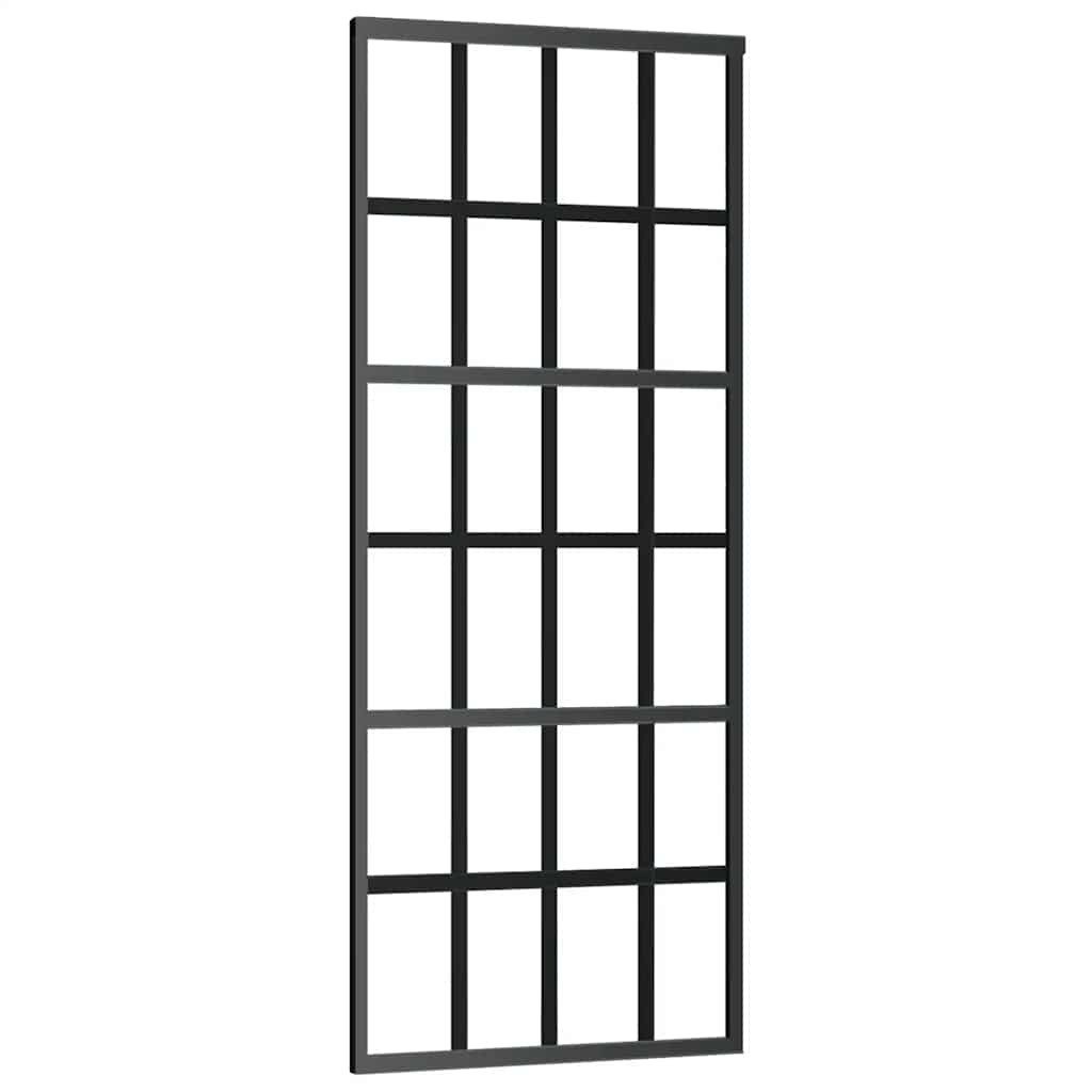 vidaXL Schiebetür Schiebetür ESG-Glas und Aluminium 76x205 cm Schwarz (1-St)