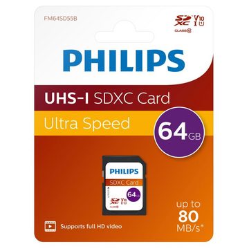 Philips SDXC Speicherkarte 64GB UHS-I U1 V10 Speicherkarte
