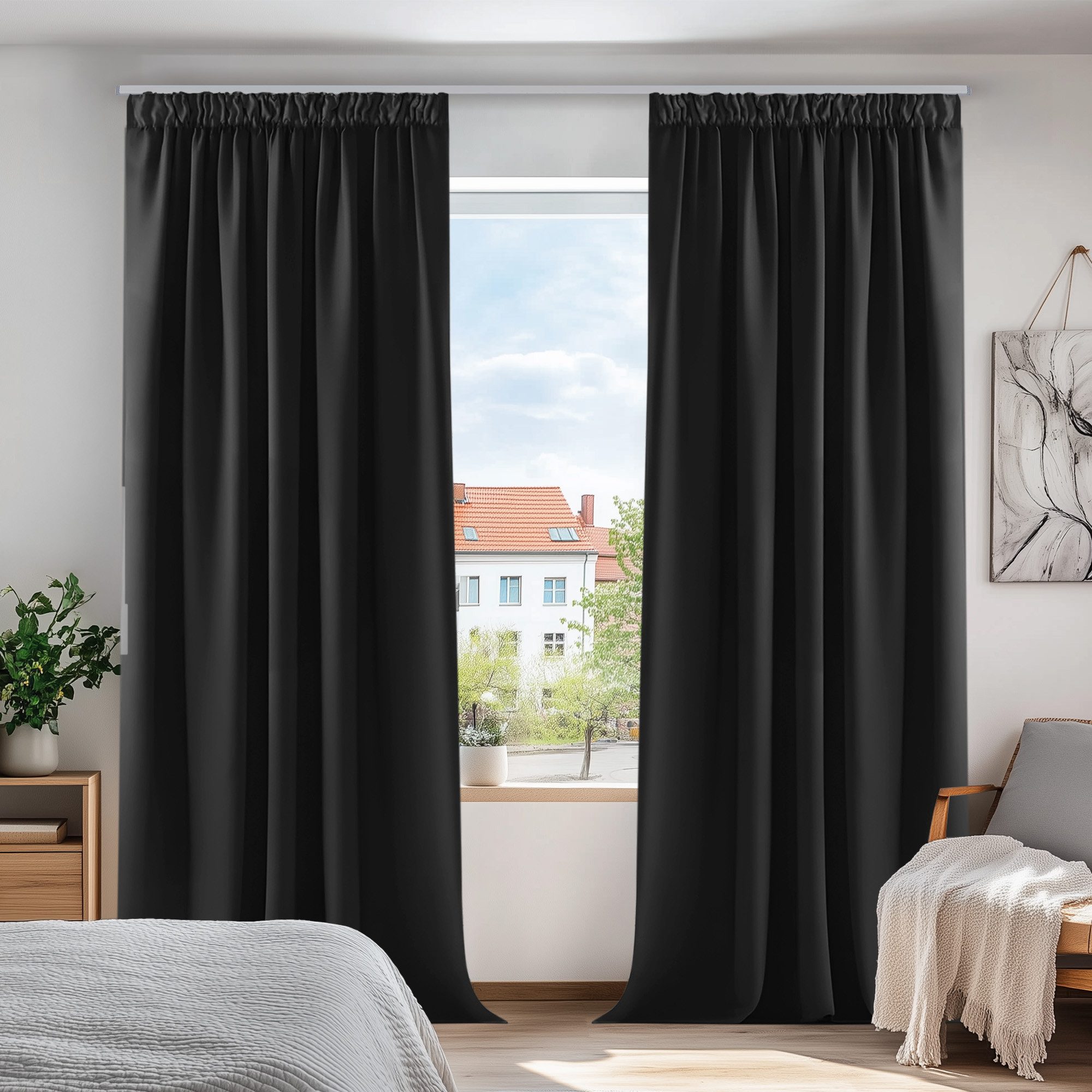 Deconovo Verdunkelungsvorhang Gardinen mit Kräuselband Blickdicht günstig online kaufen