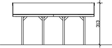 Skanholz Einzelcarport Wallgau, BxT: 380x600 cm, 215 cm Einfahrtshöhe, 380x600cm, schwarze Schindeln
