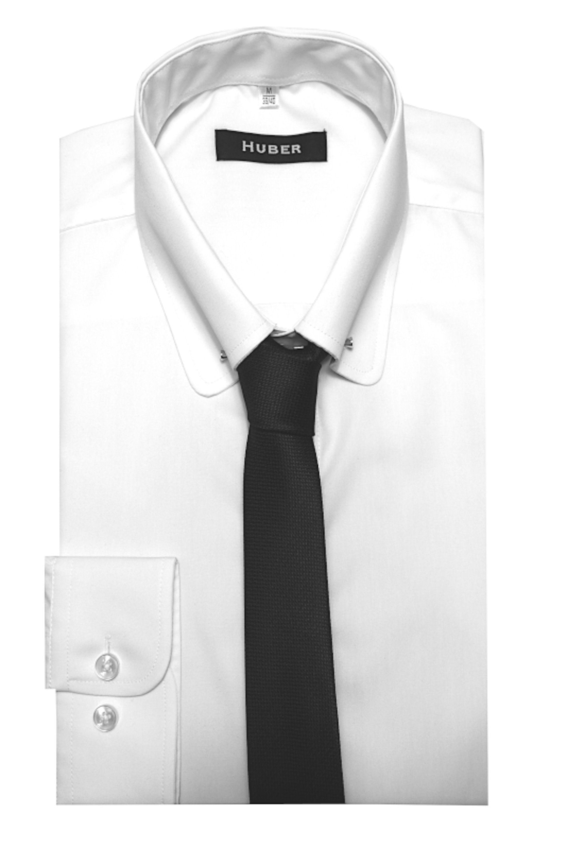 Huber Сорочки Langarmhemd HU-5530 Piccadilly-Kragen mit Kragenspange und Krawatte Regular Fit