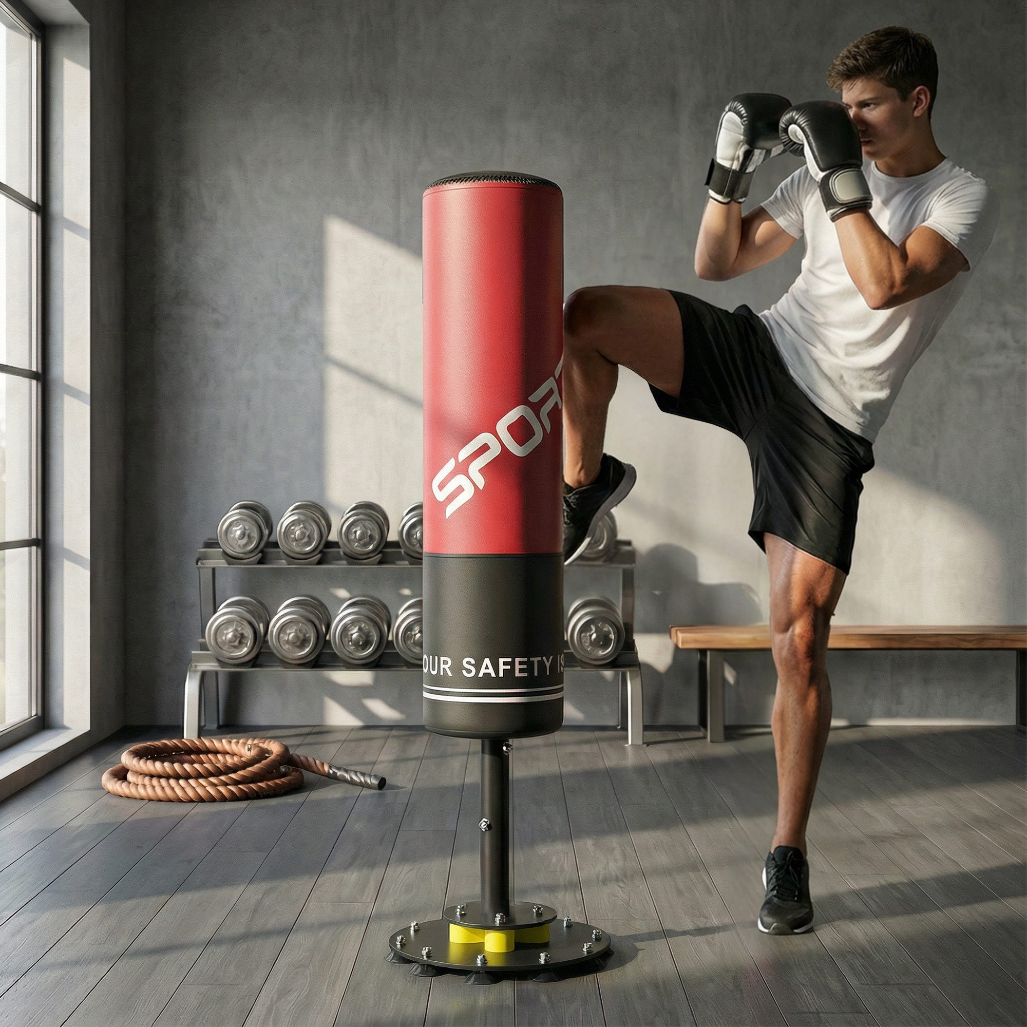 SPORTNOW Standboxsack mit 10 Saugnäpfen und Stoßdämpfer (Kickboxsack, 1-tlg., Boxsack), für Boxtraining MMA-Training