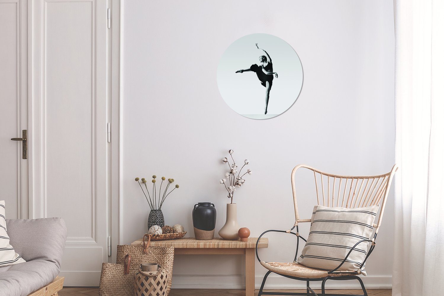 Rundes Wandbild, Gemälde Kreis Forex, St), Wohnzimmer, cm Zehenspitzen, 30x30 MuchoWow (1 auf Ballerina Wanddekoration