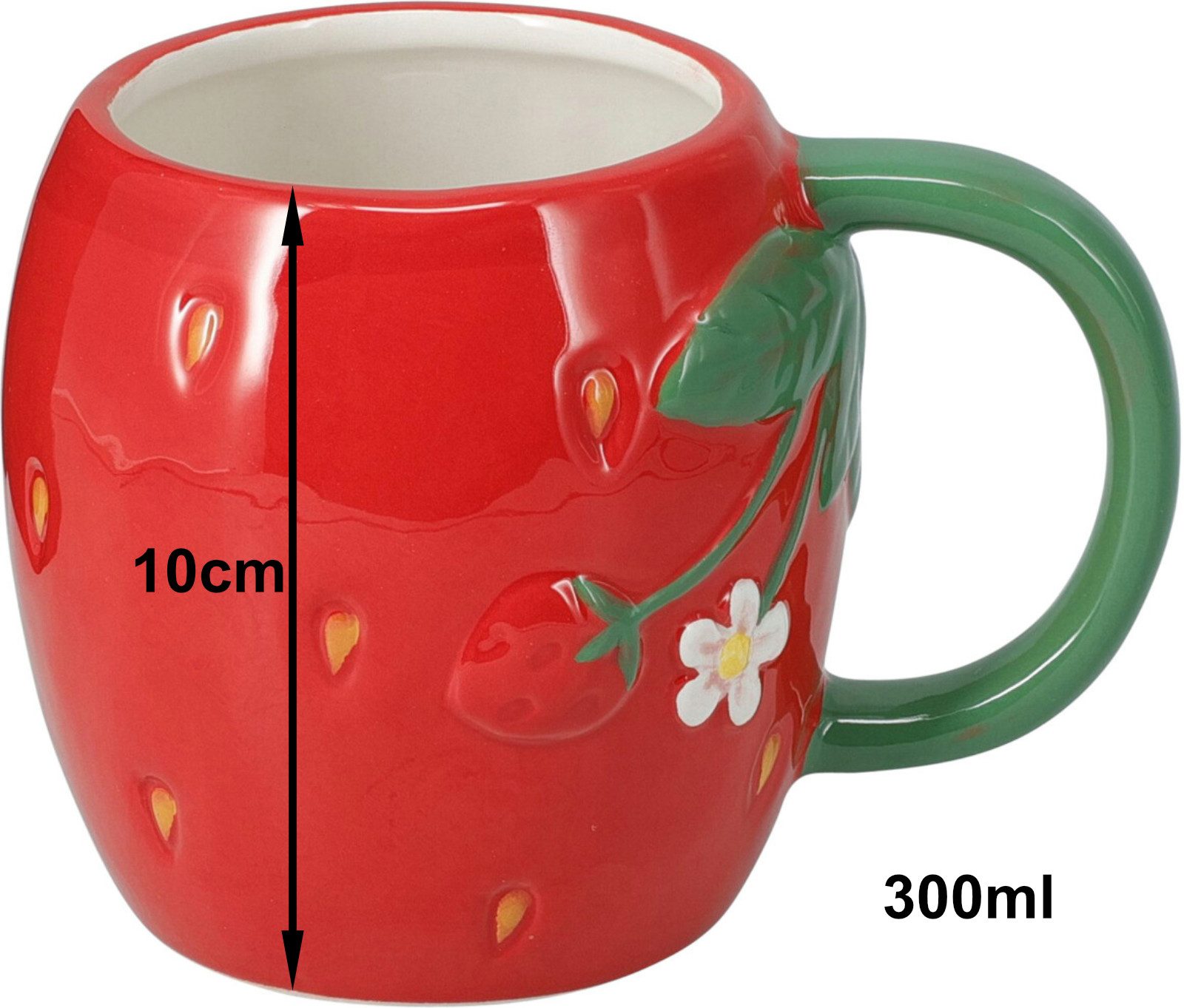 Koopman Tasse Kaffeetbecher Bunt 300ml Früchte 6 Tlg. Set, 6-tlg., Keramik, Erdbeere, Orange, Zitrone, mit Henkel