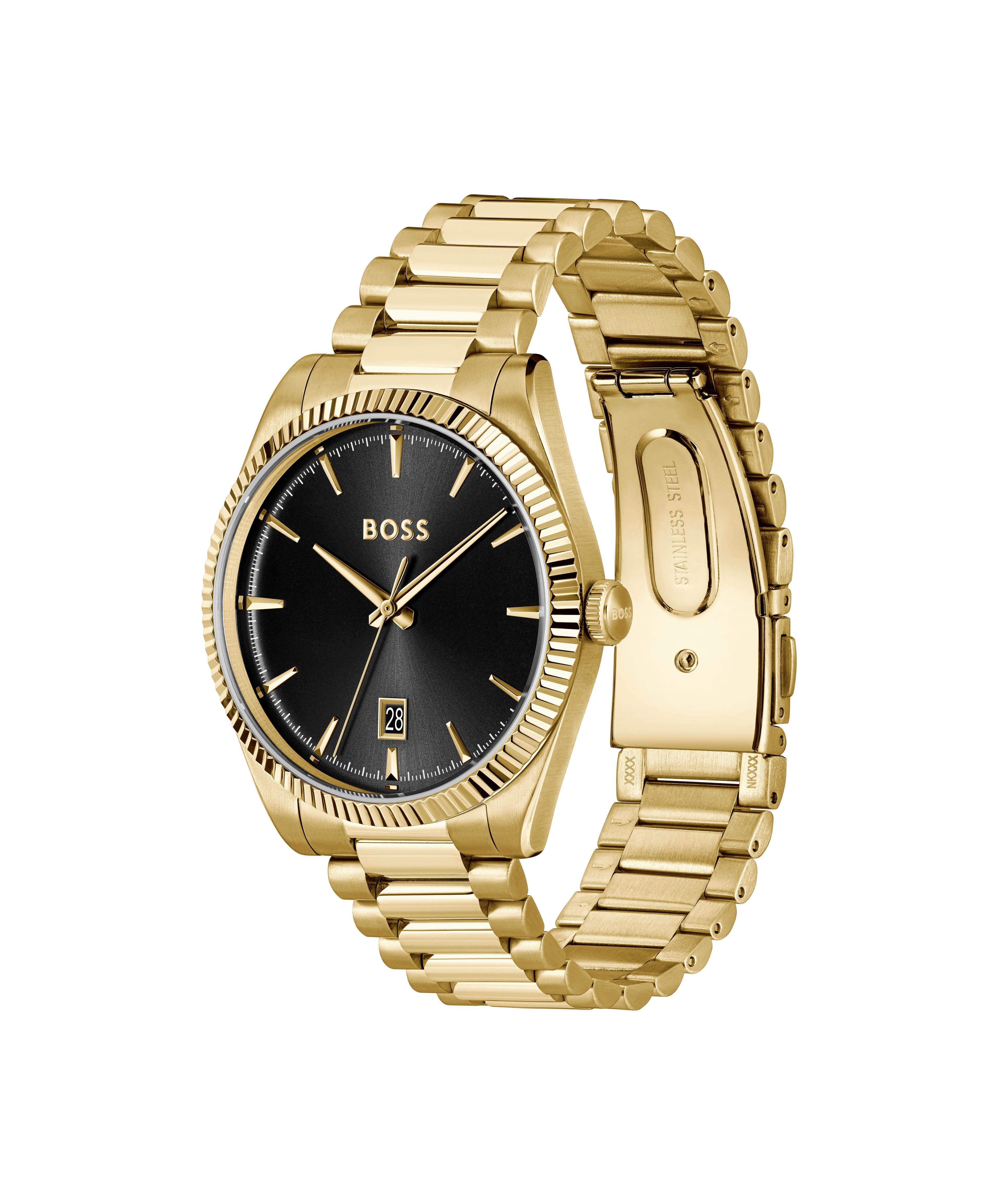 BOSS Quarzuhr CHESWICK 1514312, Armbanduhr, Herrenuhr, Edelstahlarmband, analog, Tag