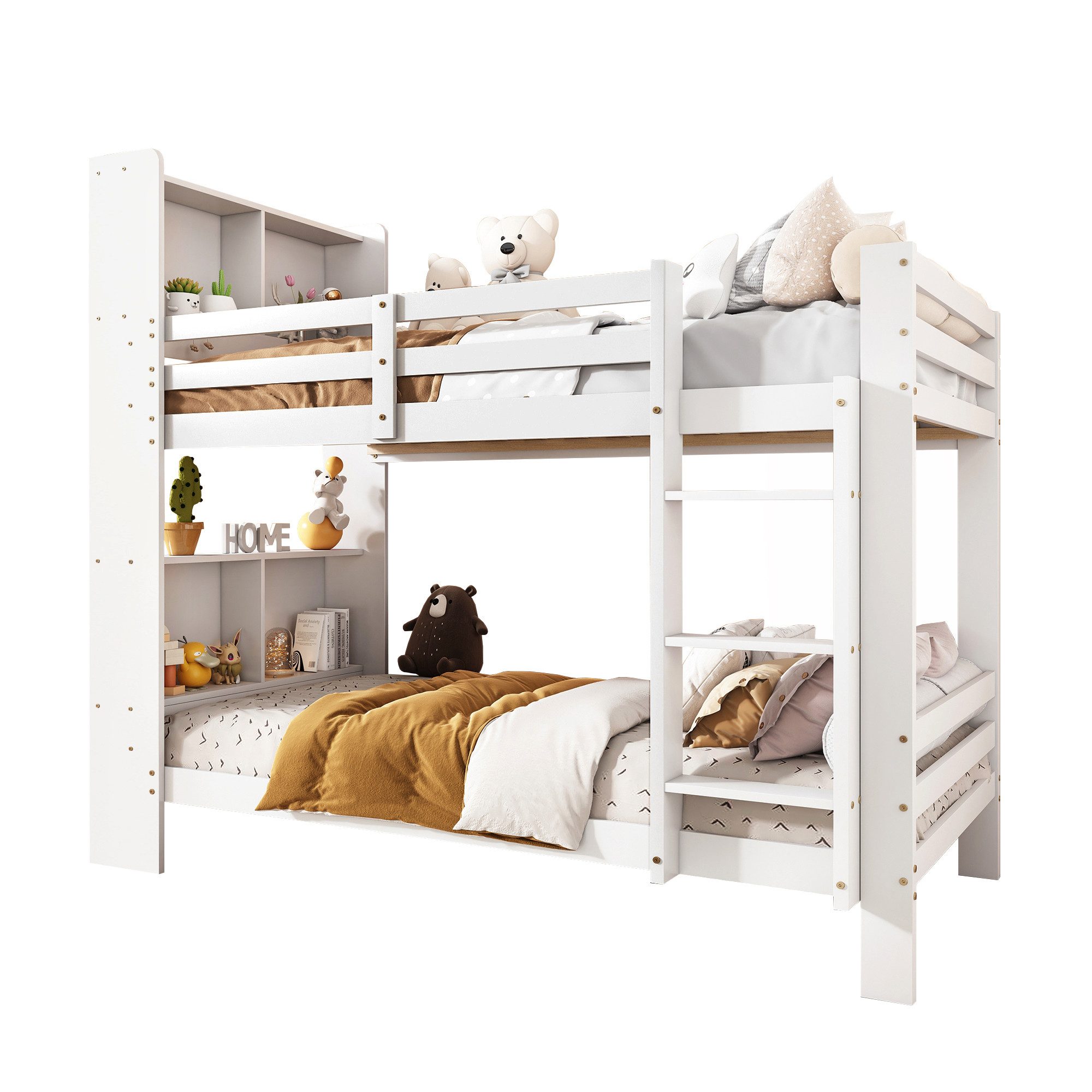 Flieks Etagenbett, Kinderbett mit Stauraumregalen und günstig online kaufen
