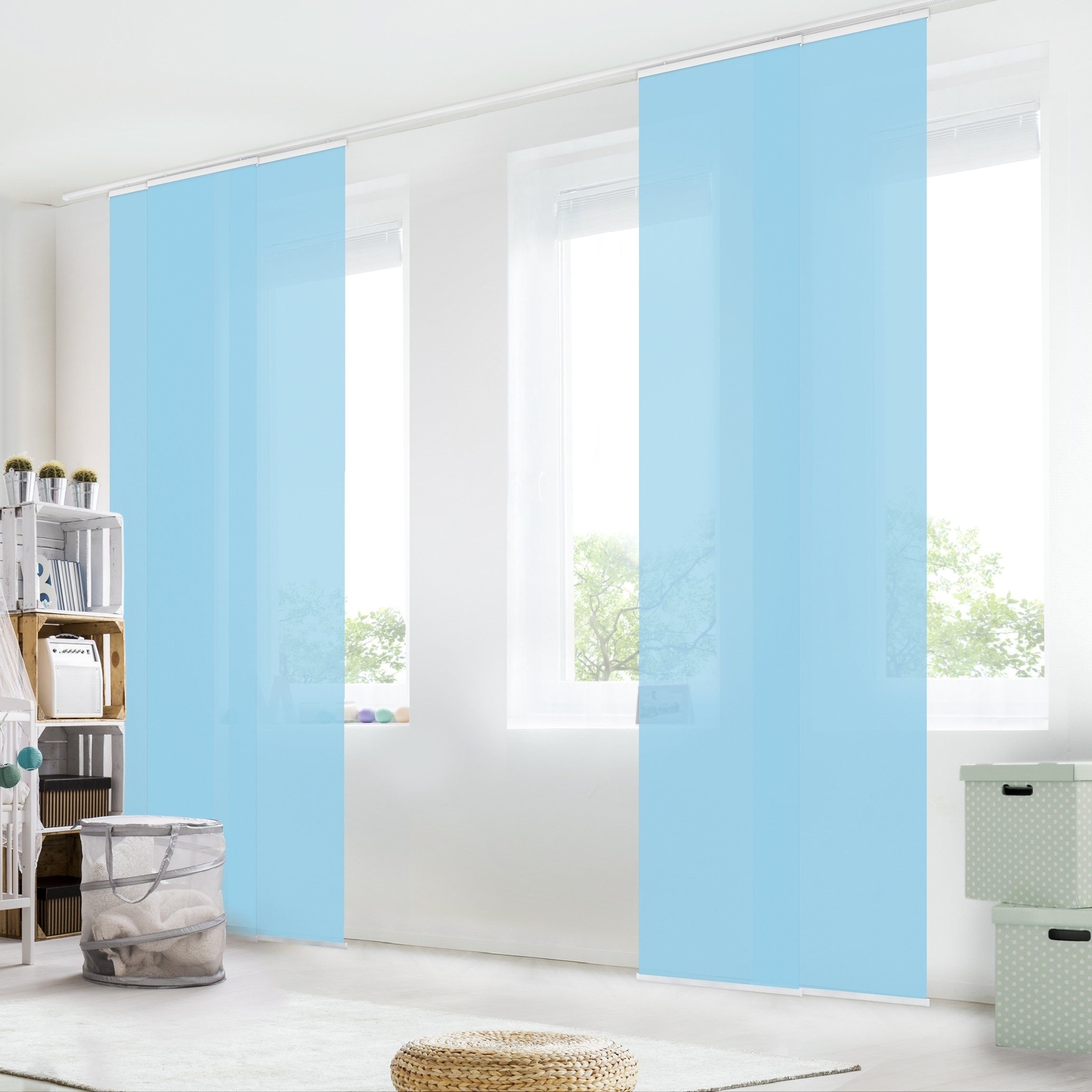 Bilderdepot24 Schiebegardine modern Flächenvorhang blickdicht Pastellblau, günstig online kaufen