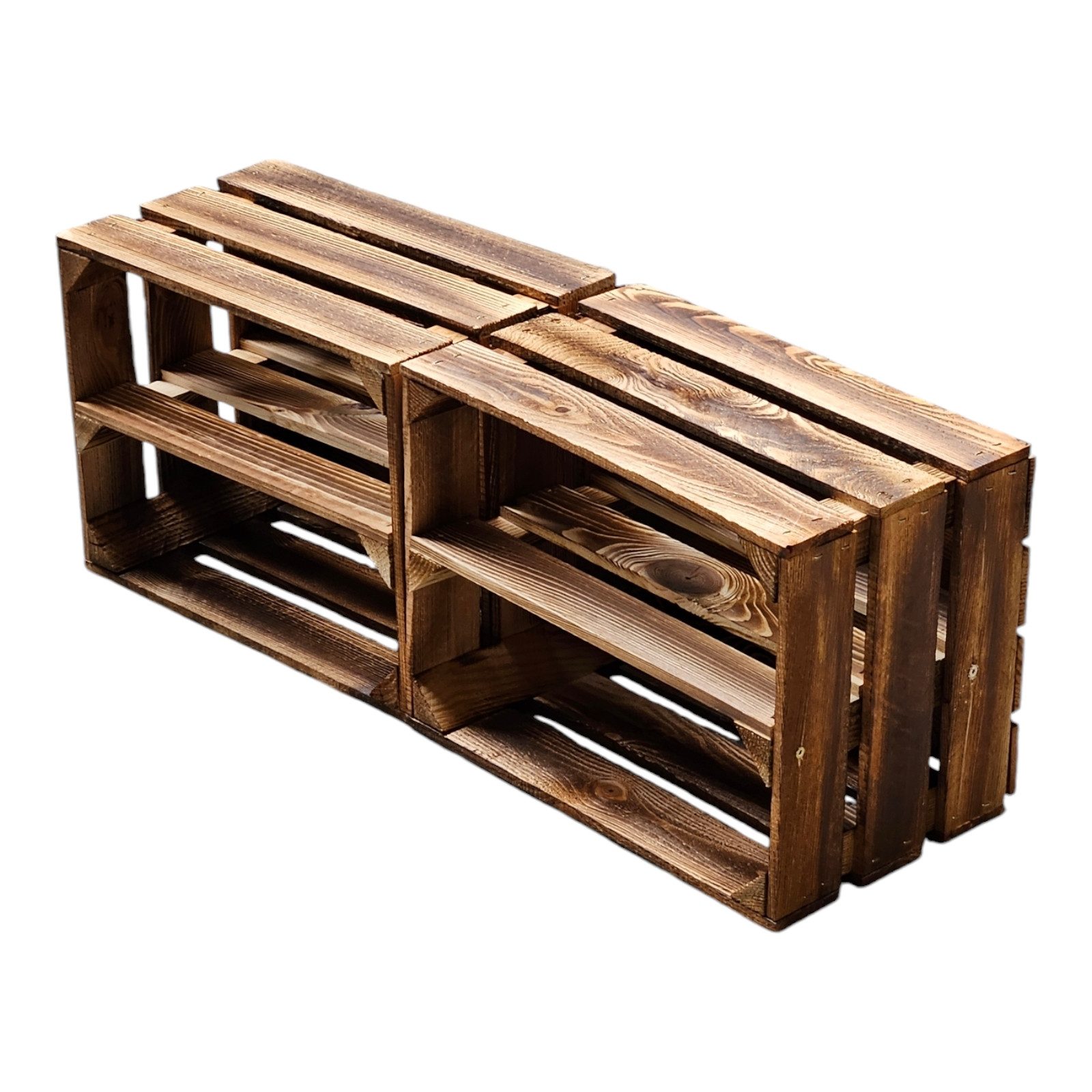 Holzkiste 2er Set Holzkiste 40x30x25cm Geflammt Ablage