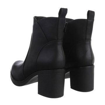 Ital-Design Damen Elegant Stiefelette Blockabsatz Klassische Stiefeletten in Schwarz