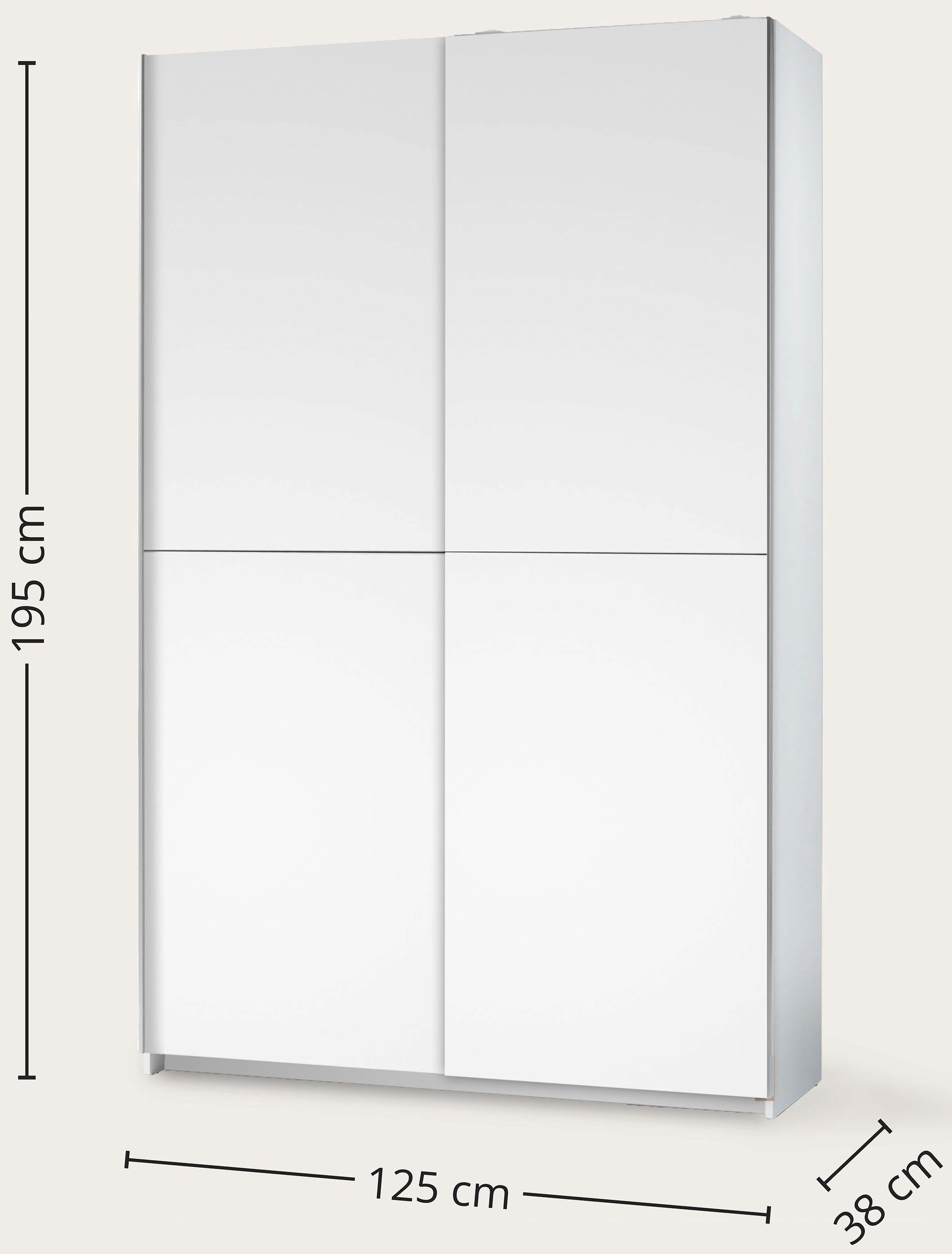 Schlafkontor Schwebetürenschrank Heimo/Fast Schrank Kleiderschrank Garderobe OTTO´s CHOICE geringe Tiefe, ausziehbarer Kleiderstange, Garderobenschrank, 6 Böden
