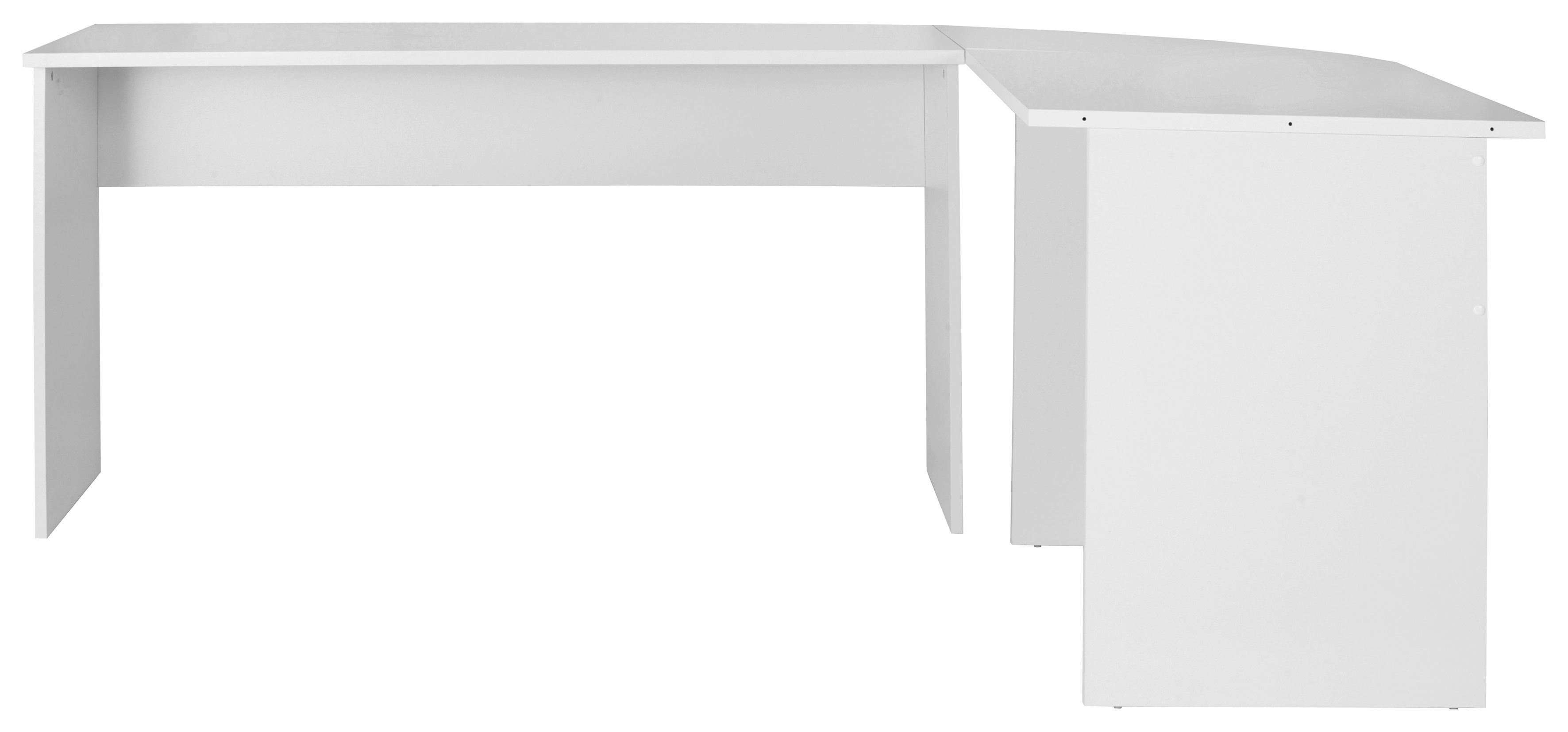 in FMD moderner Winkel-Schreibtisch, 205/155x75,4x65,0 cm Eckschreibtisch, Made weiß Germany,