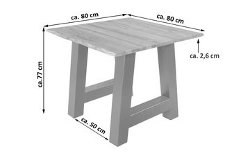 SAM® Baumkantentisch Edda, massive Wildeiche, mit Baumkante und Metallgestell A-Form