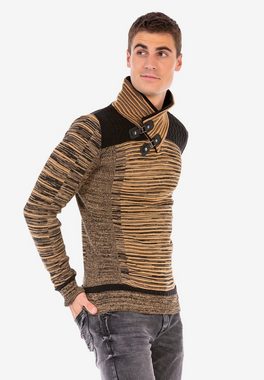 Cipo & Baxx Strickpullover mit modischem Kragen