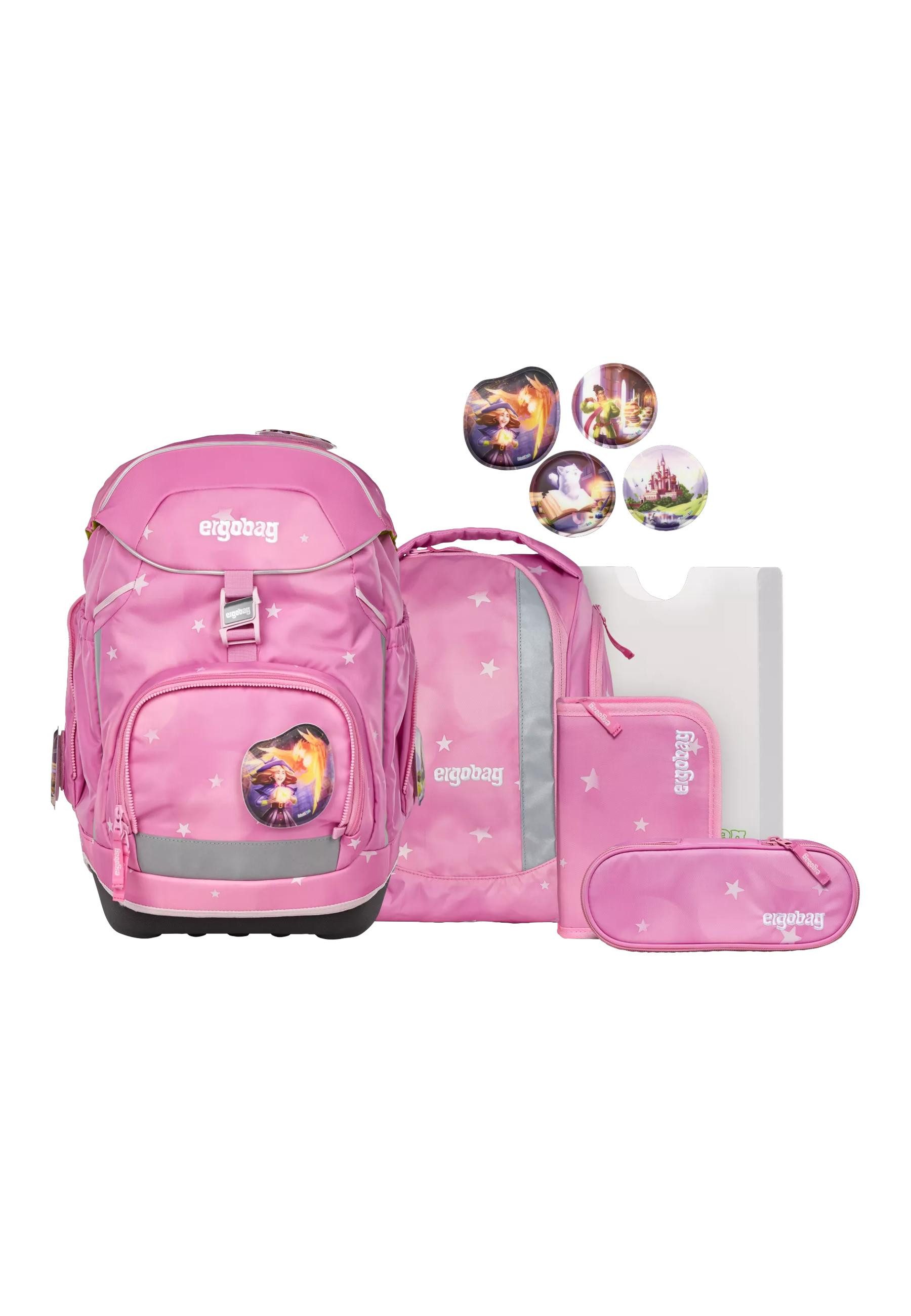 ergobag Schulranzen pack Set (6-tlg., 6-teiliges Set), größenverstellbares Rückensystem
