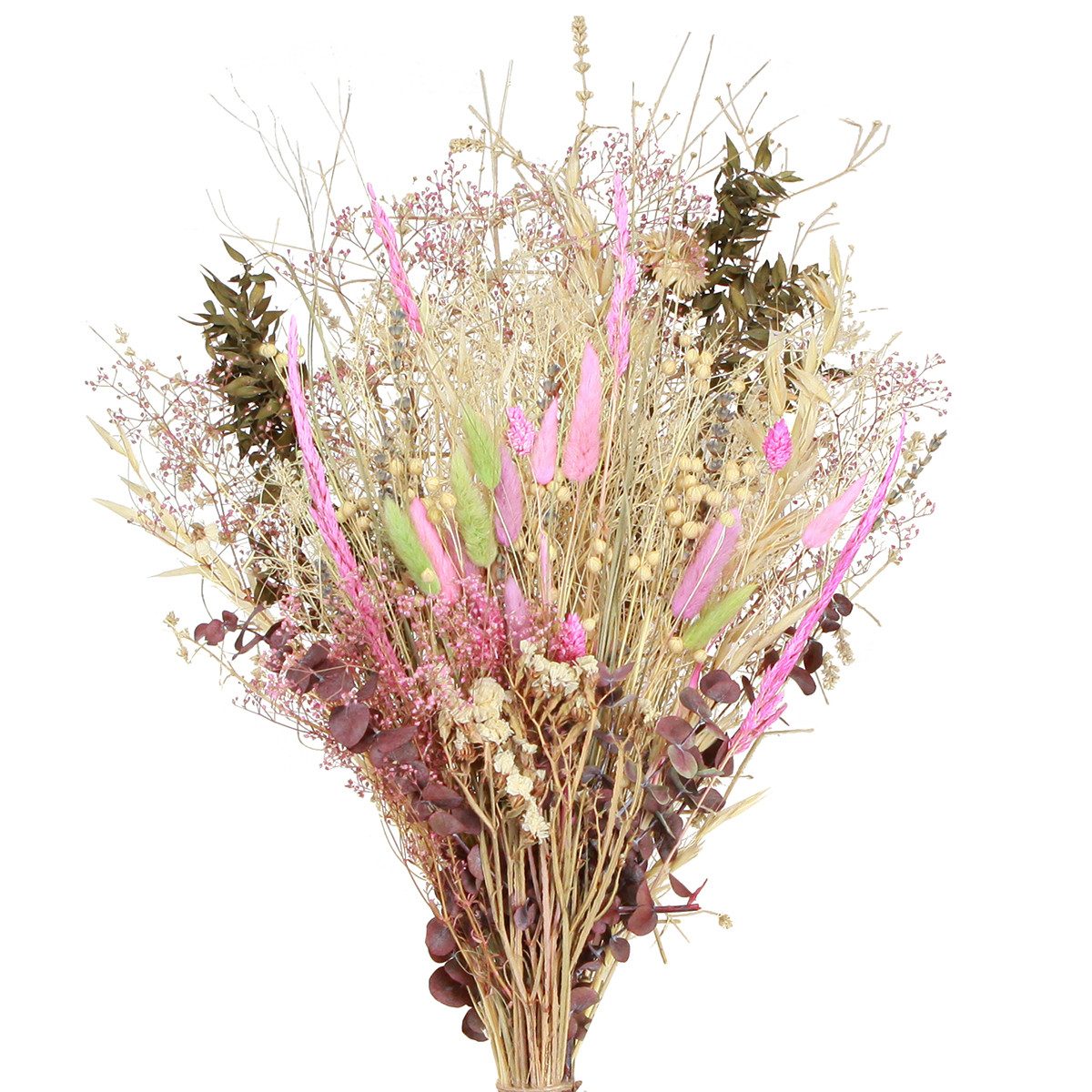 Trockenblume Deko Trockenblumenstrauß Rosa Grün Lagurus Eukalyptus, nachhaltige, Viana