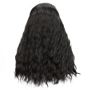 AUKUU Kostüm-Perücke Damen Stirnband Perücke Chemiefaser Stirnband, wasserwellig schwarz langes lockiges Haar Turban Perücke