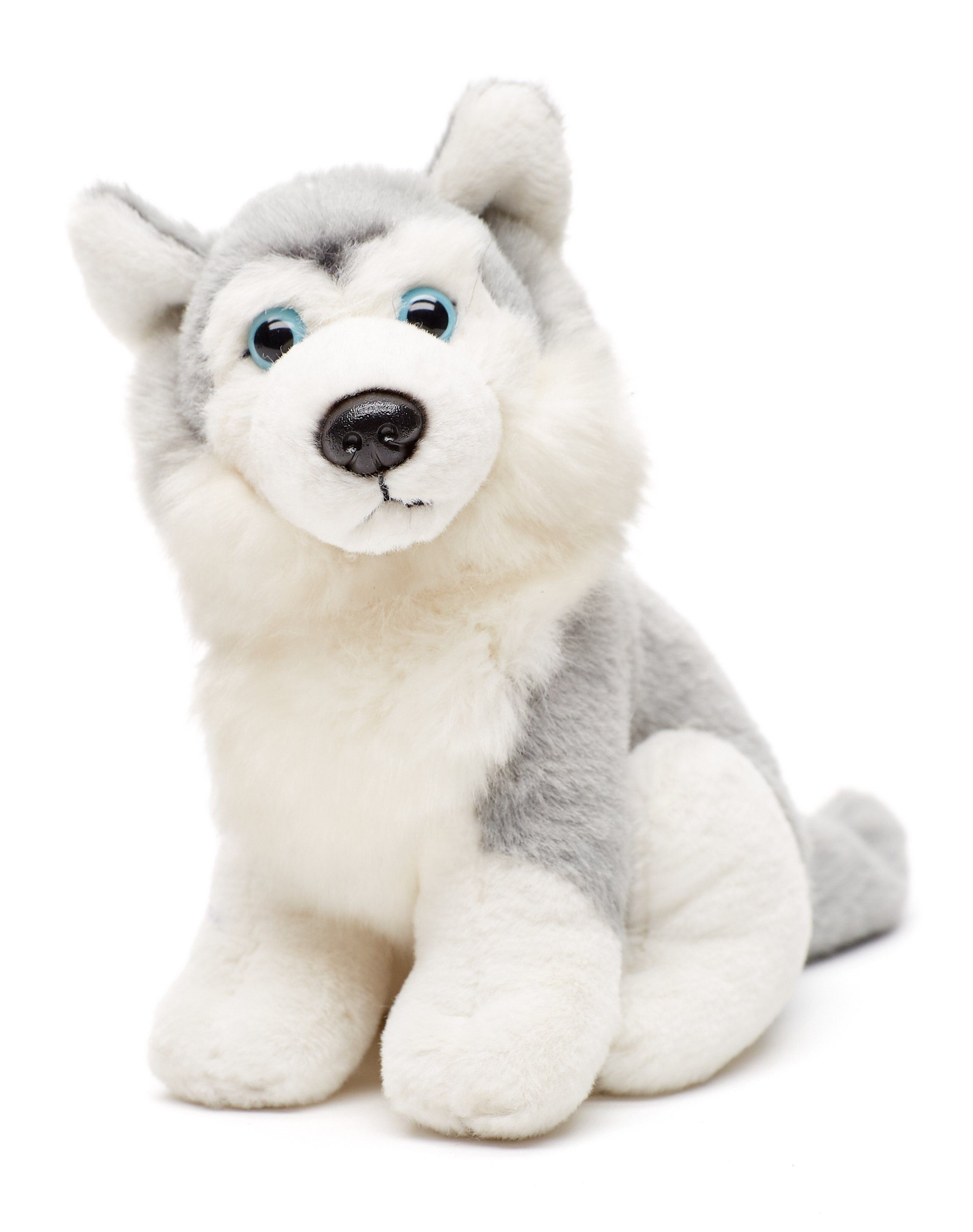 Uni-Toys Kuscheltier Husky grau, klein - liegend oder sitzend - Plüsch-Hund günstig online kaufen