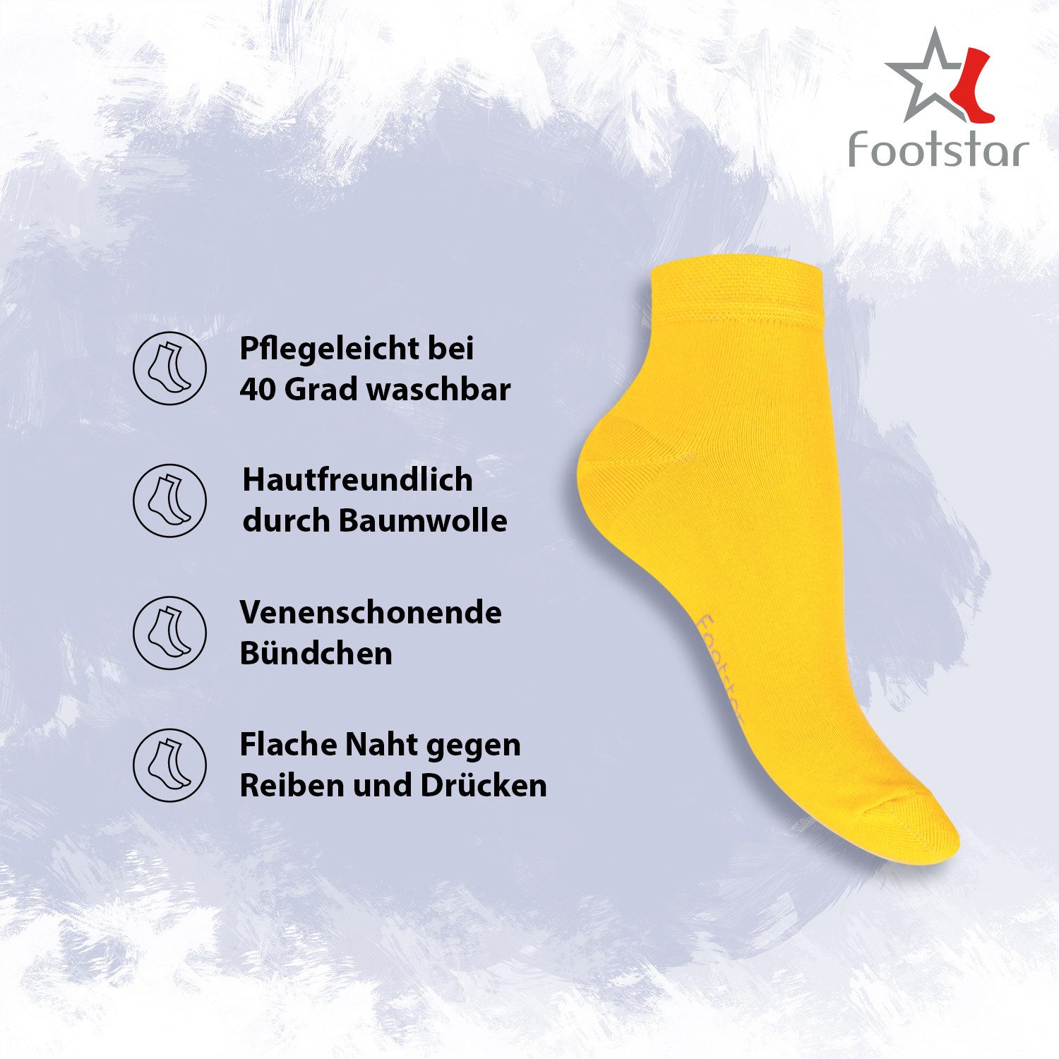 Footstar Kurzsocken EVERYDAY! 10 Paar Quarter Socken Kurzsocken Kurze Baumwoll Socken